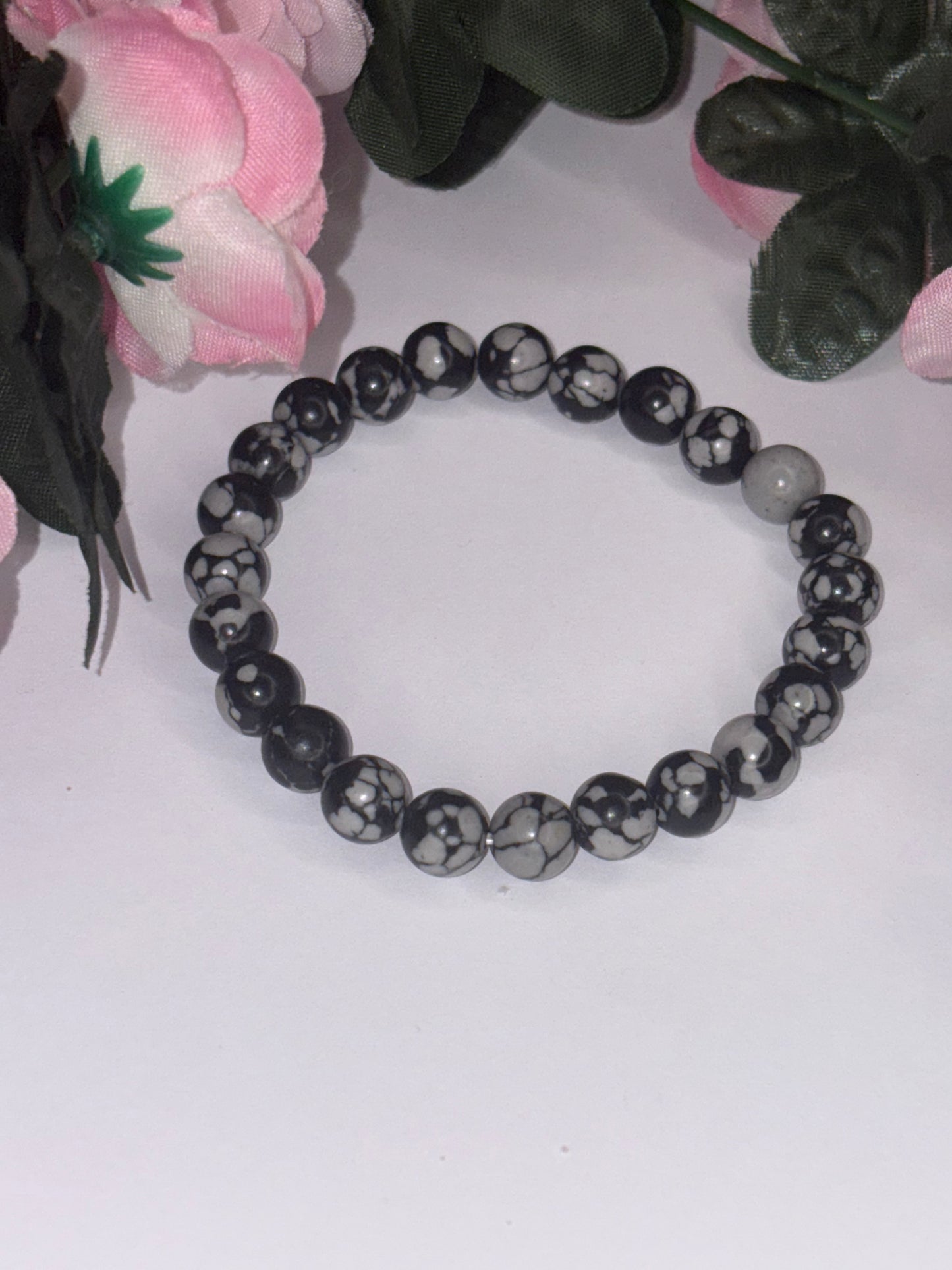 Snowflake Obsidian Bracelet 8mm