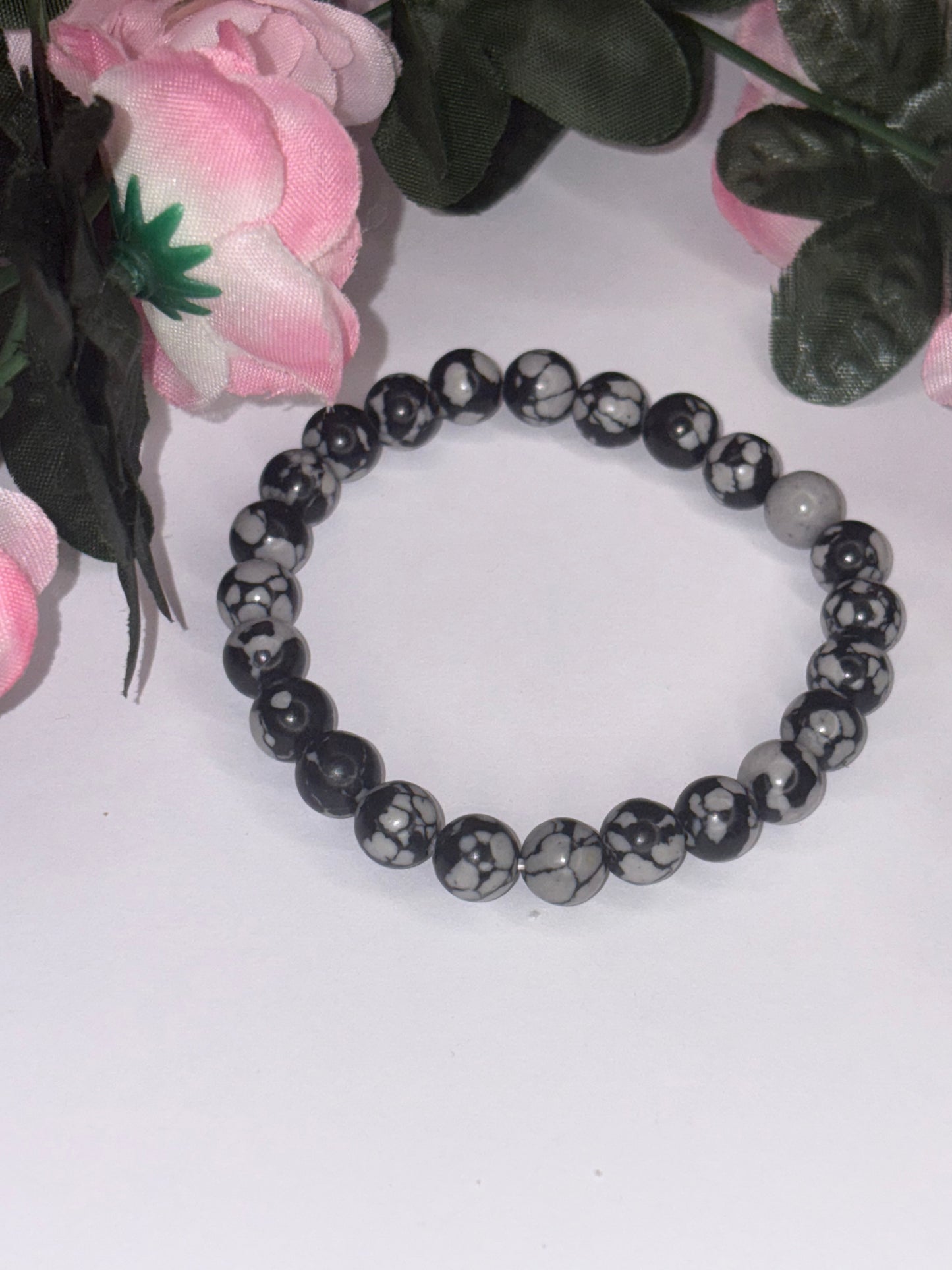 Snowflake Obsidian Bracelet 8mm