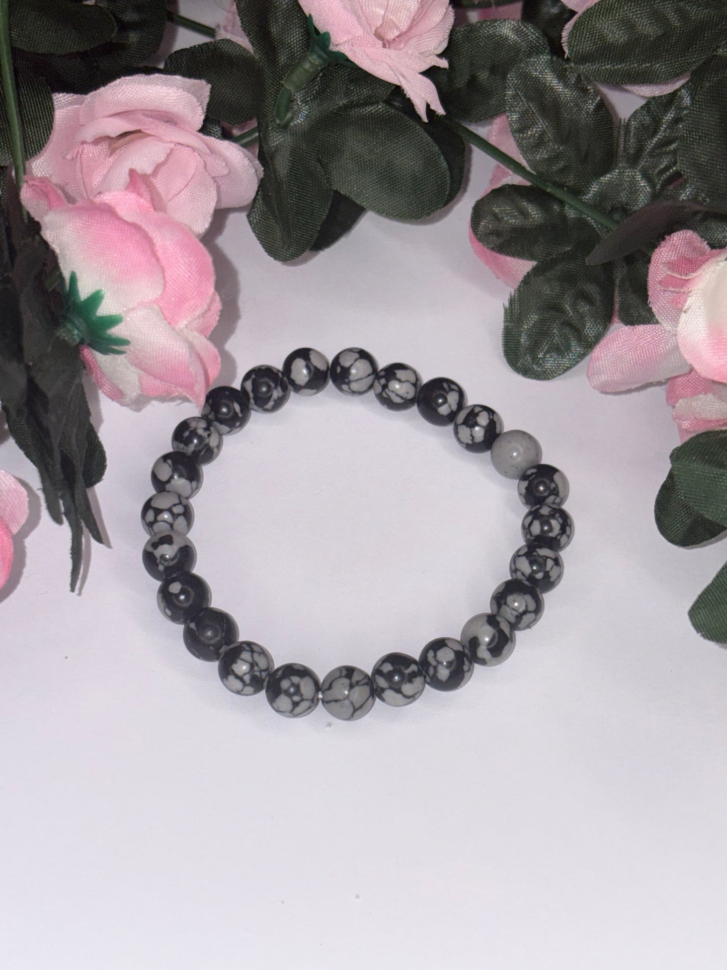 Snowflake Obsidian Bracelet 8mm
