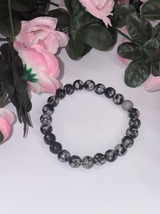 Snowflake Obsidian Bracelet 8mm