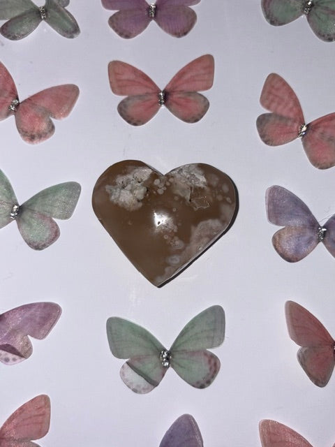 High Quality Flower Agate Heart Piece (14) From Madagascar