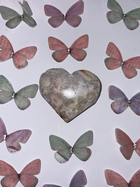 High Quality Flower Agate Heart Piece (15) From Madagascar