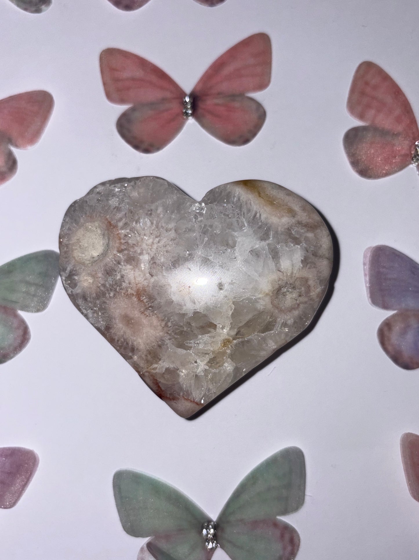 High Quality Flower Agate Heart Piece (15) From Madagascar
