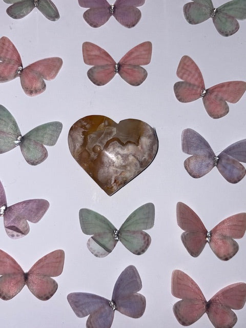 High Quality Flower Agate Heart Piece (21) From Madagascar