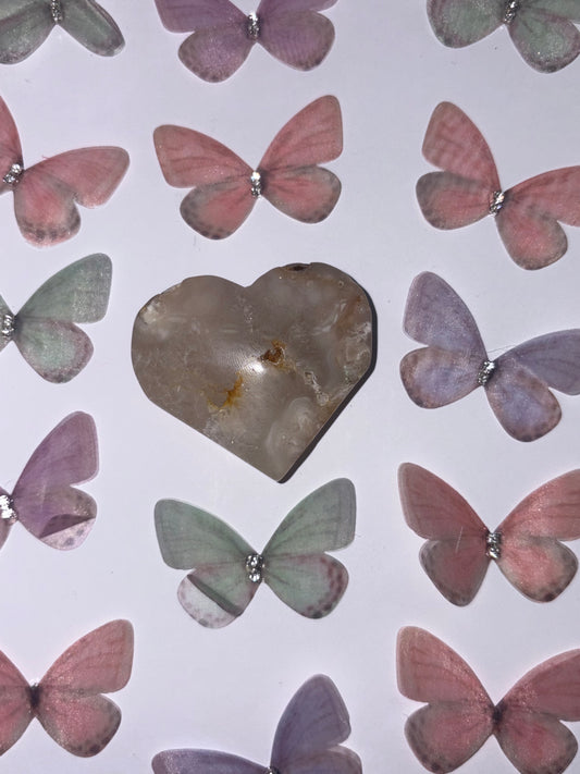 Flower Agate Heart Piece (24) From Madagascar