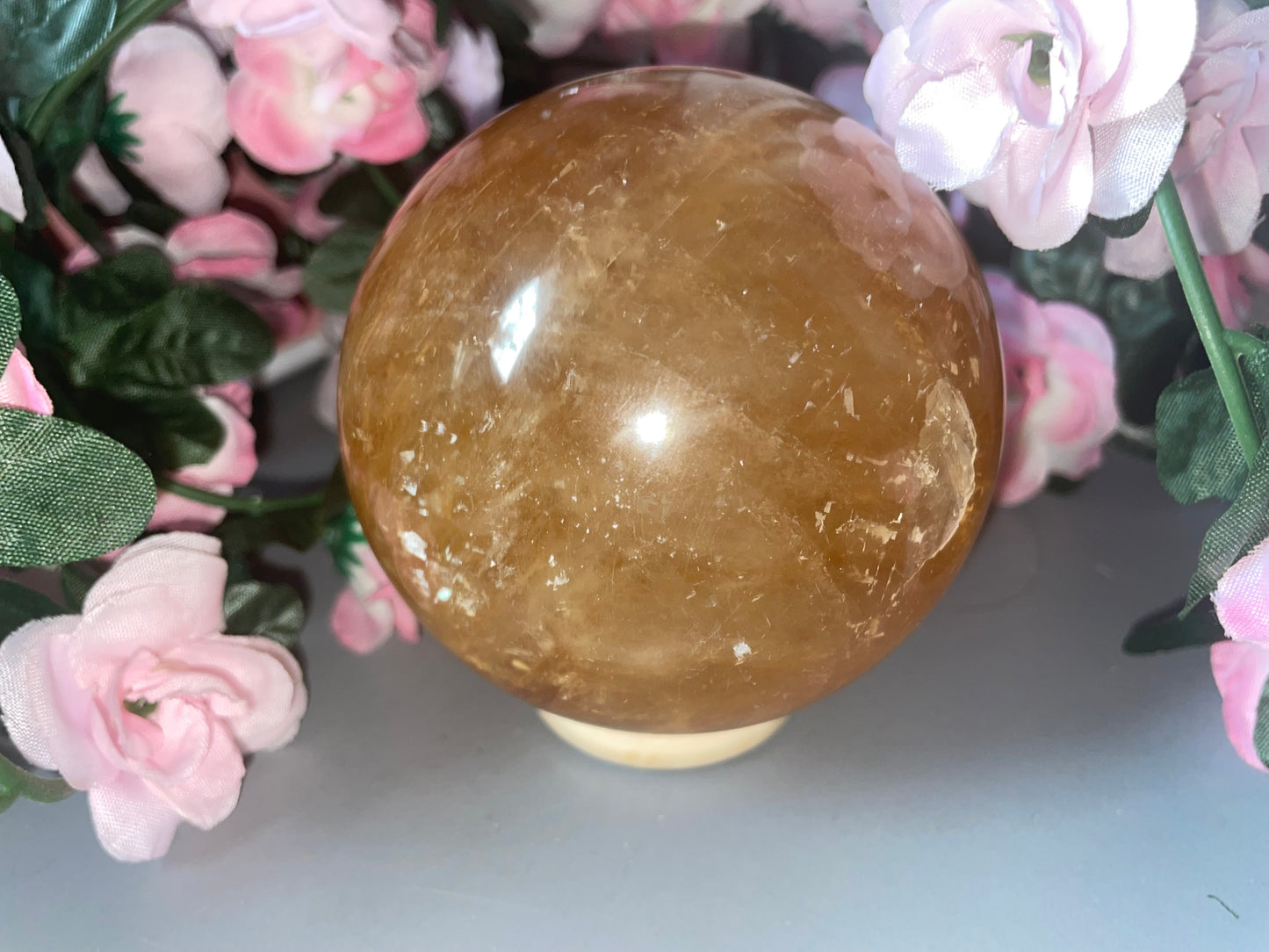 Honey Calcite Crystal Sphere From Brazil