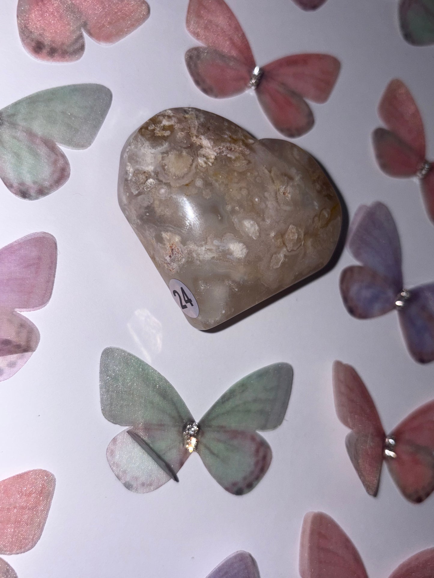 Flower Agate Heart Piece (24) From Madagascar
