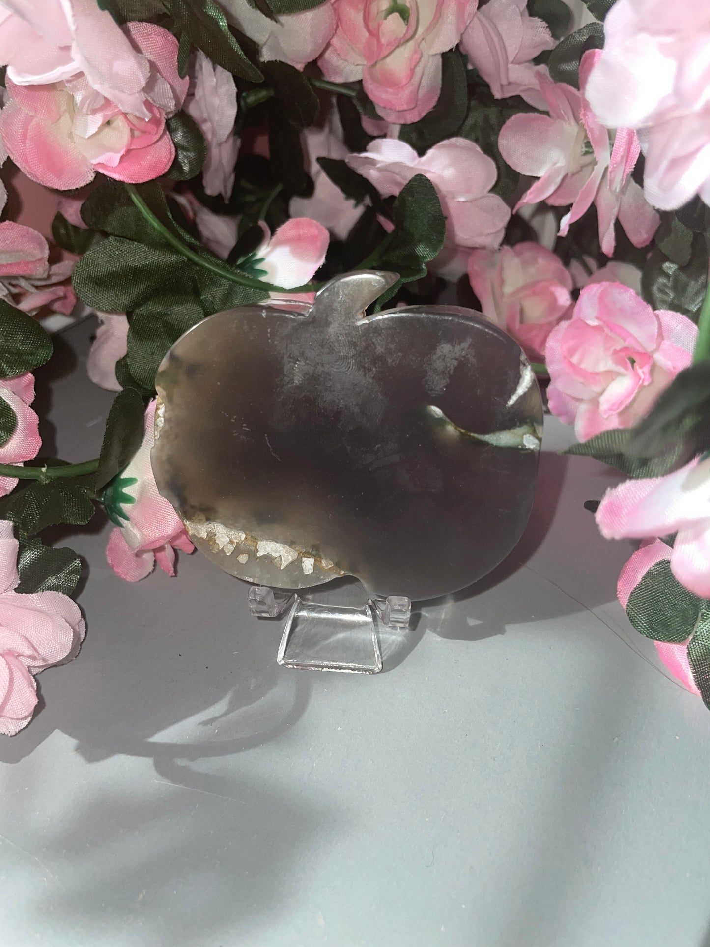 Stunning Agate Apple Carving with Natural Druzy