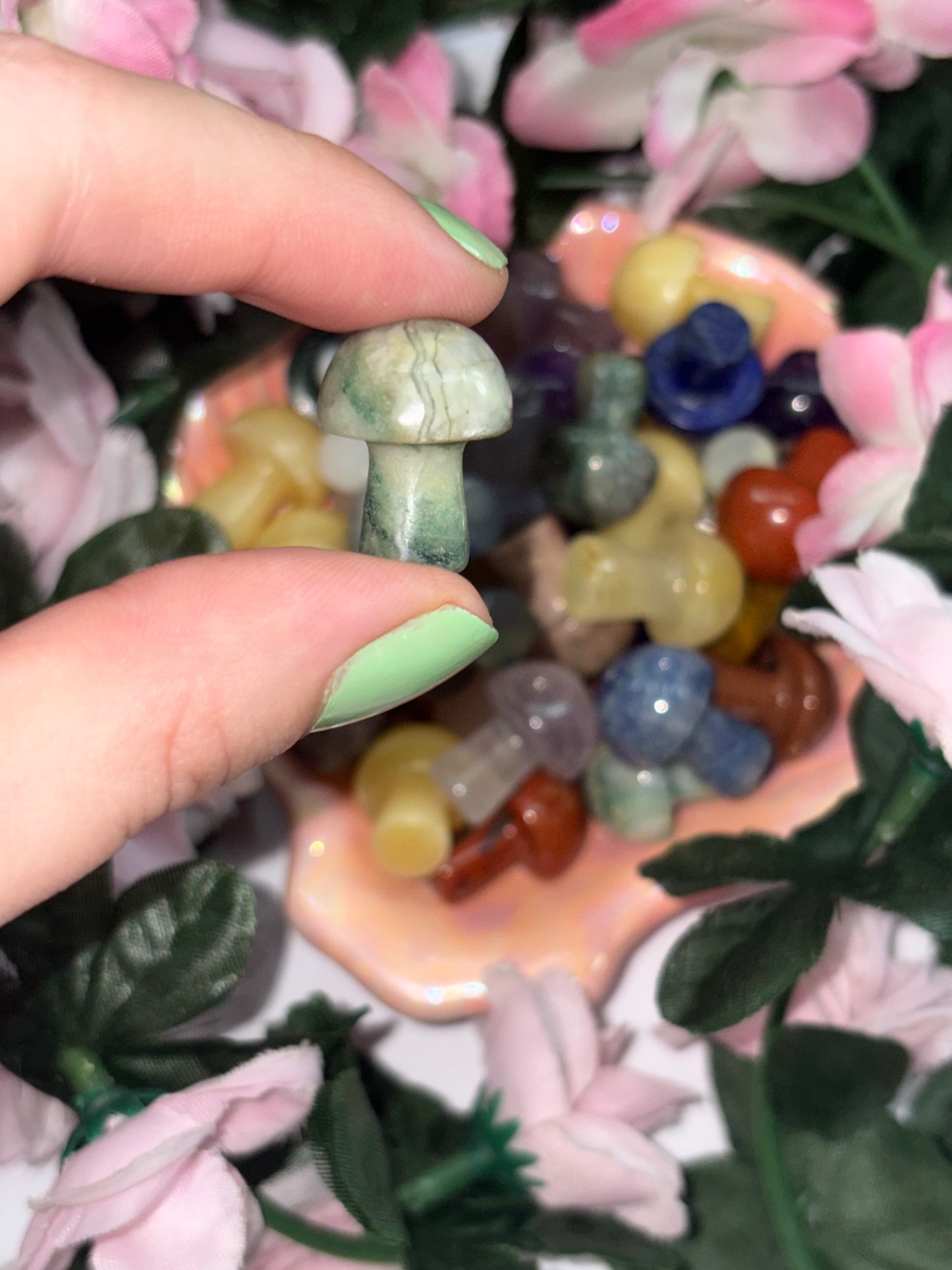 Mini Moss Agate Mushroom