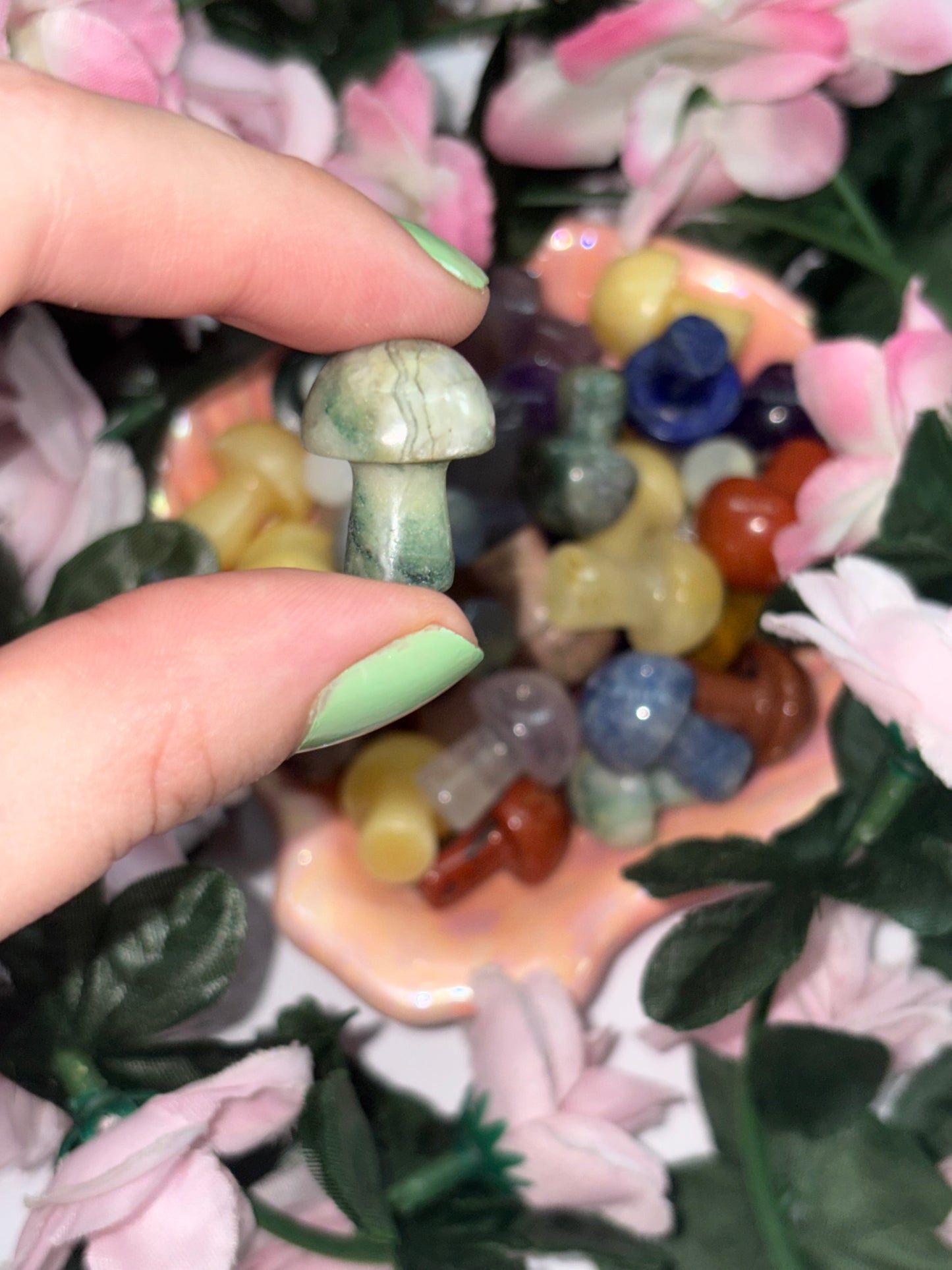 Mini Moss Agate Mushroom