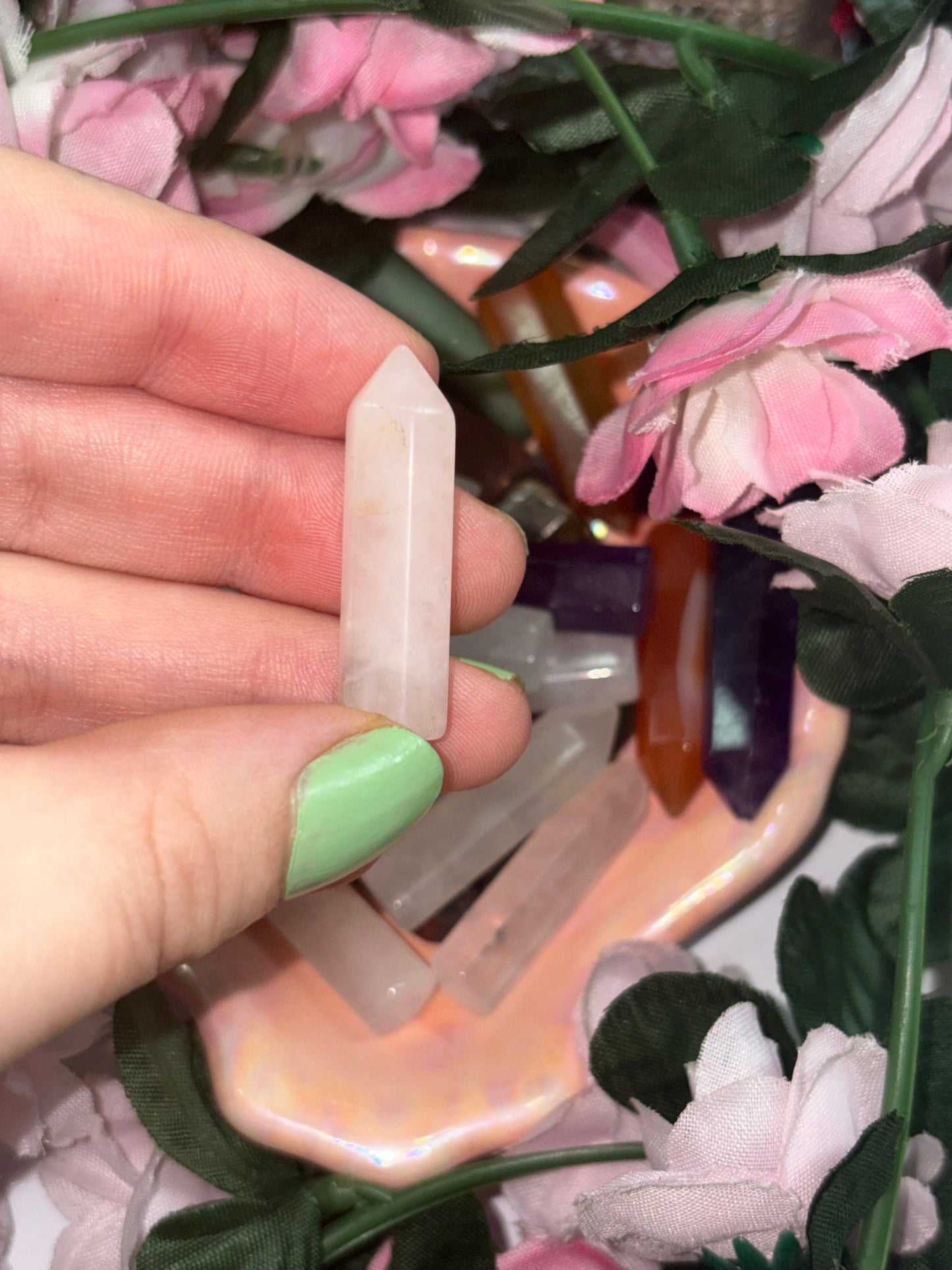Mini Rose Quartz Crystal Tower Point