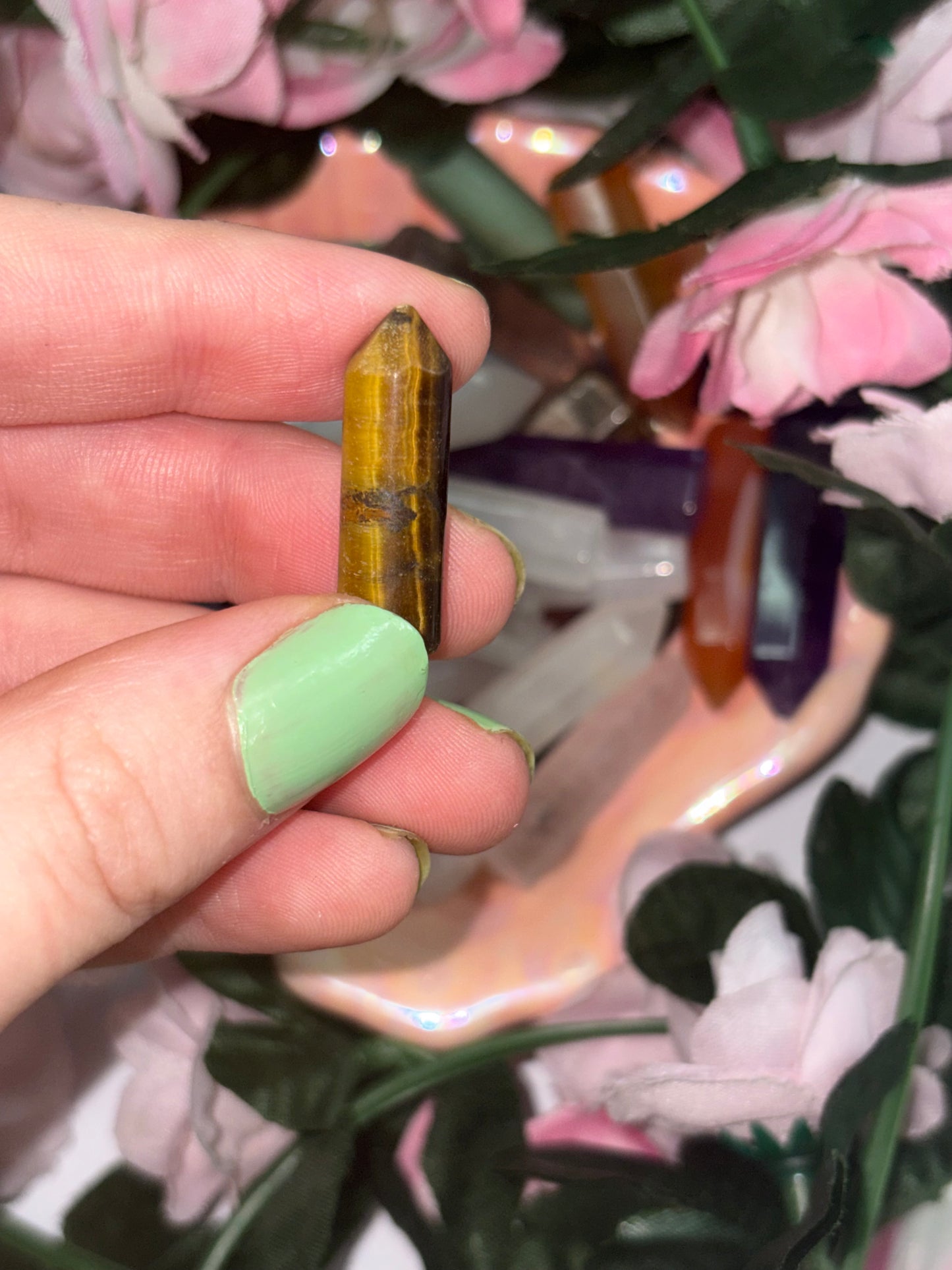 Mini Tigers Eye  Crystal Tower Point
