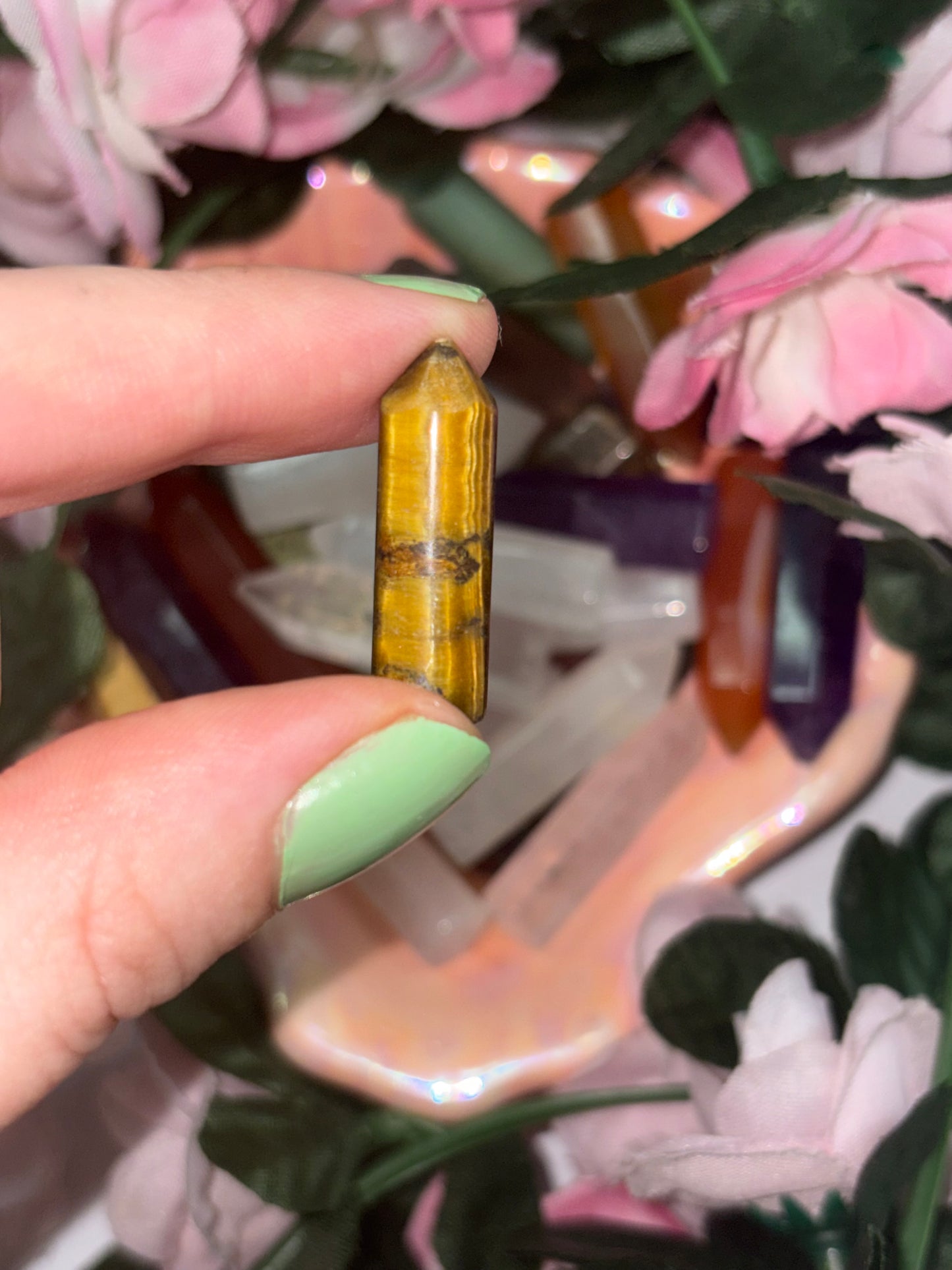 Mini Tigers Eye  Crystal Tower Point