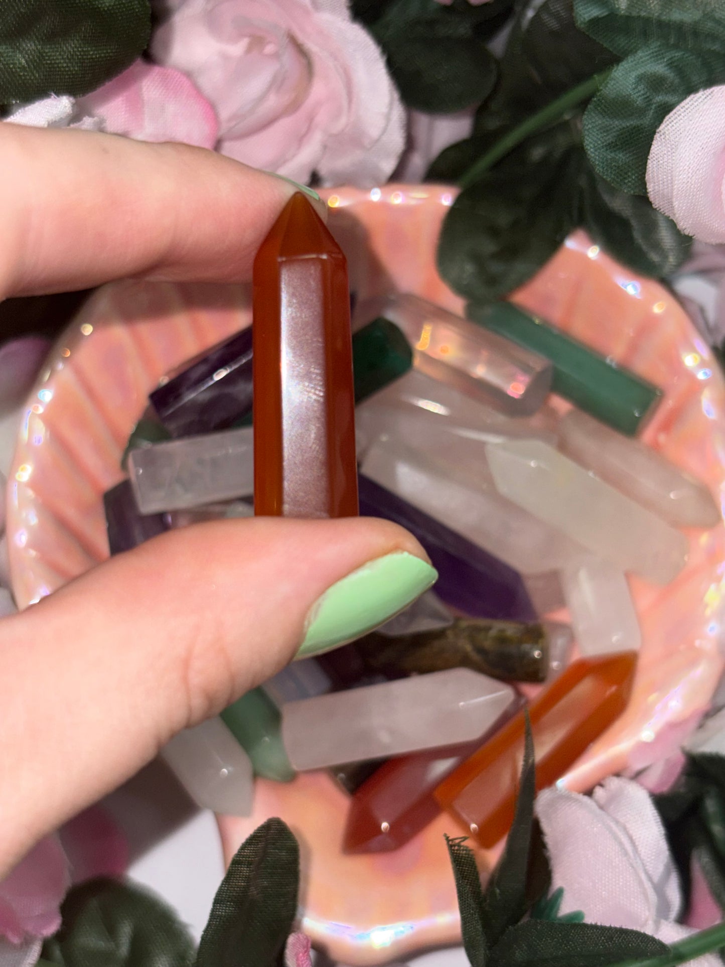 Mini Carnelian  Crystal Tower Point