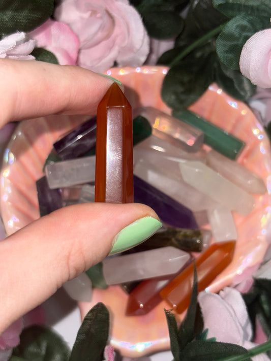 Mini Carnelian  Crystal Tower Point