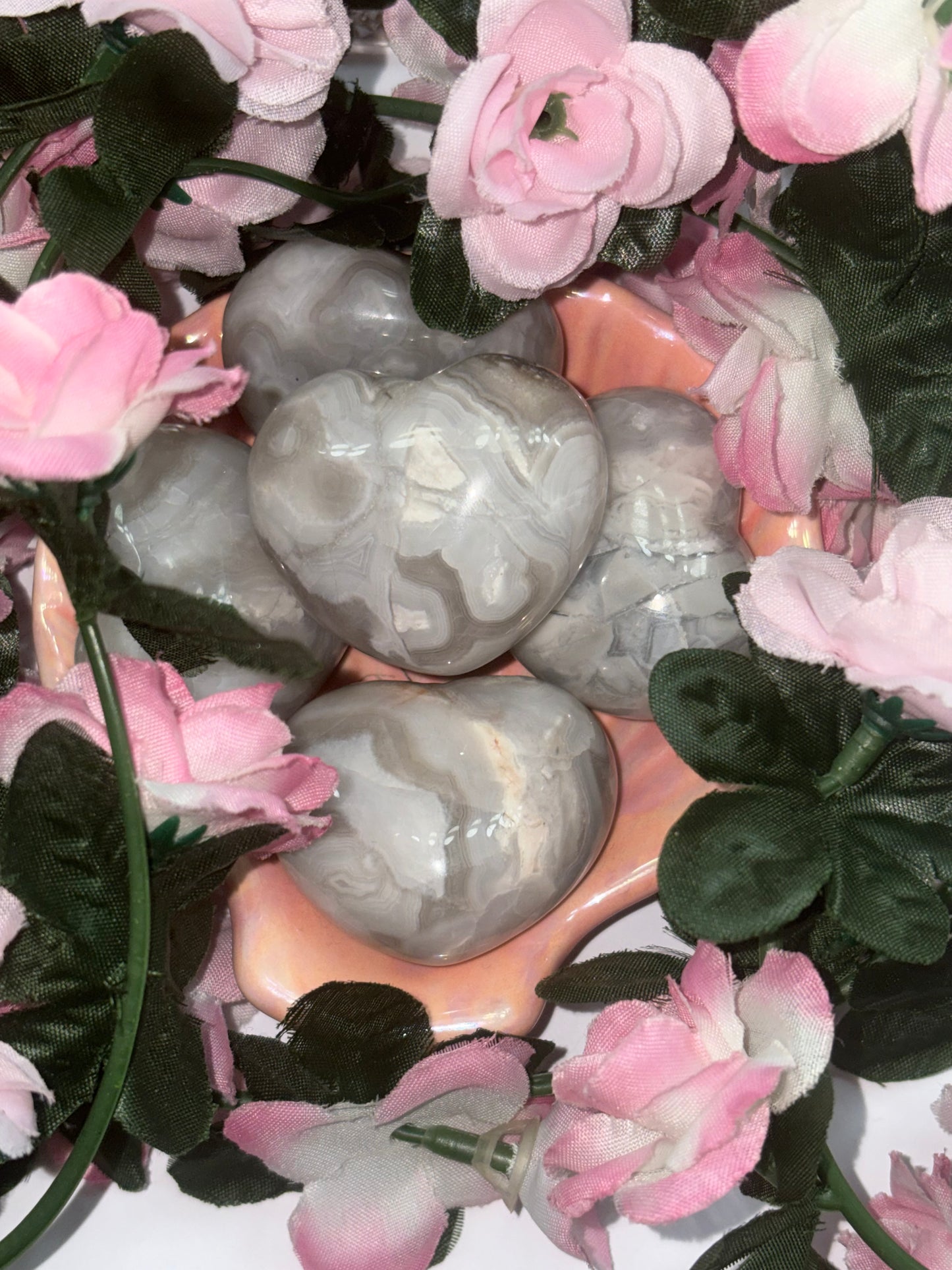 White Mexican Agate Heart