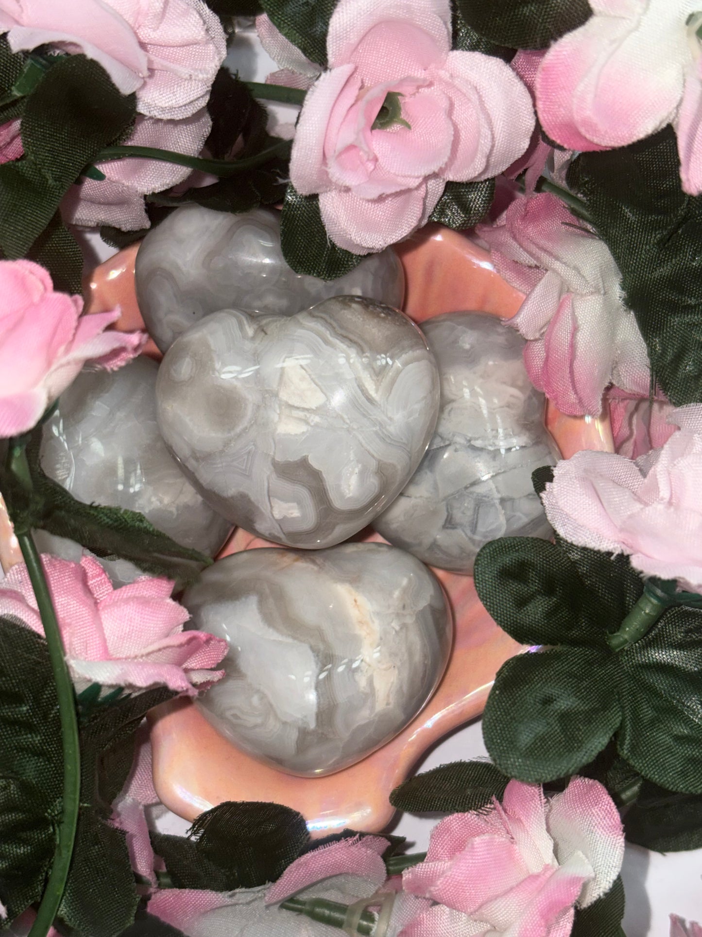 White Mexican Agate Heart