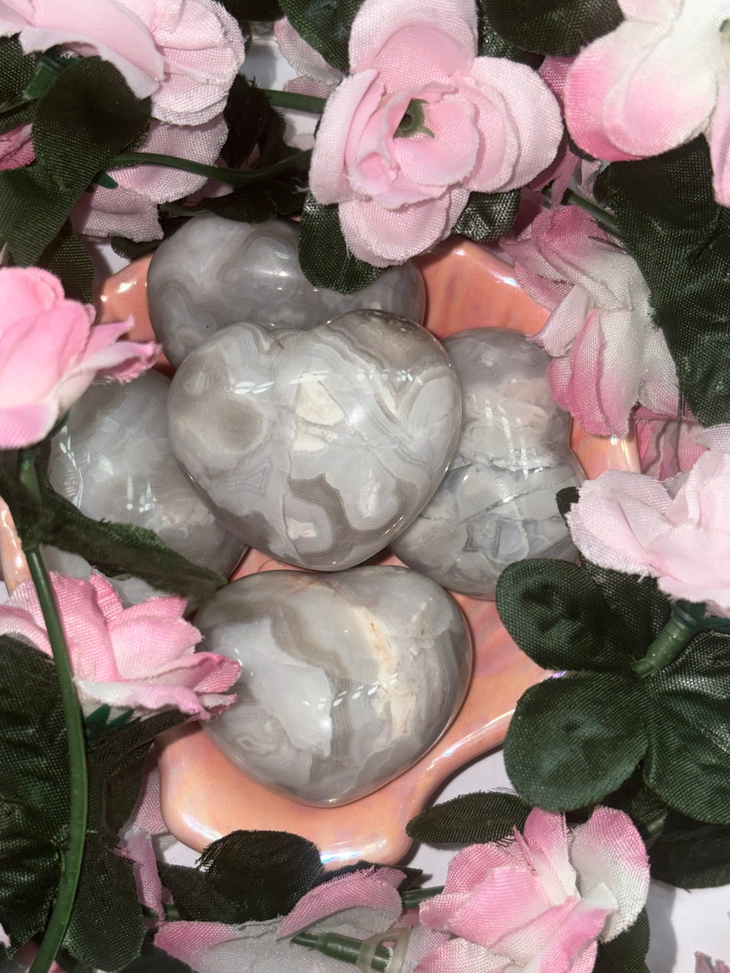 White Mexican Agate Heart