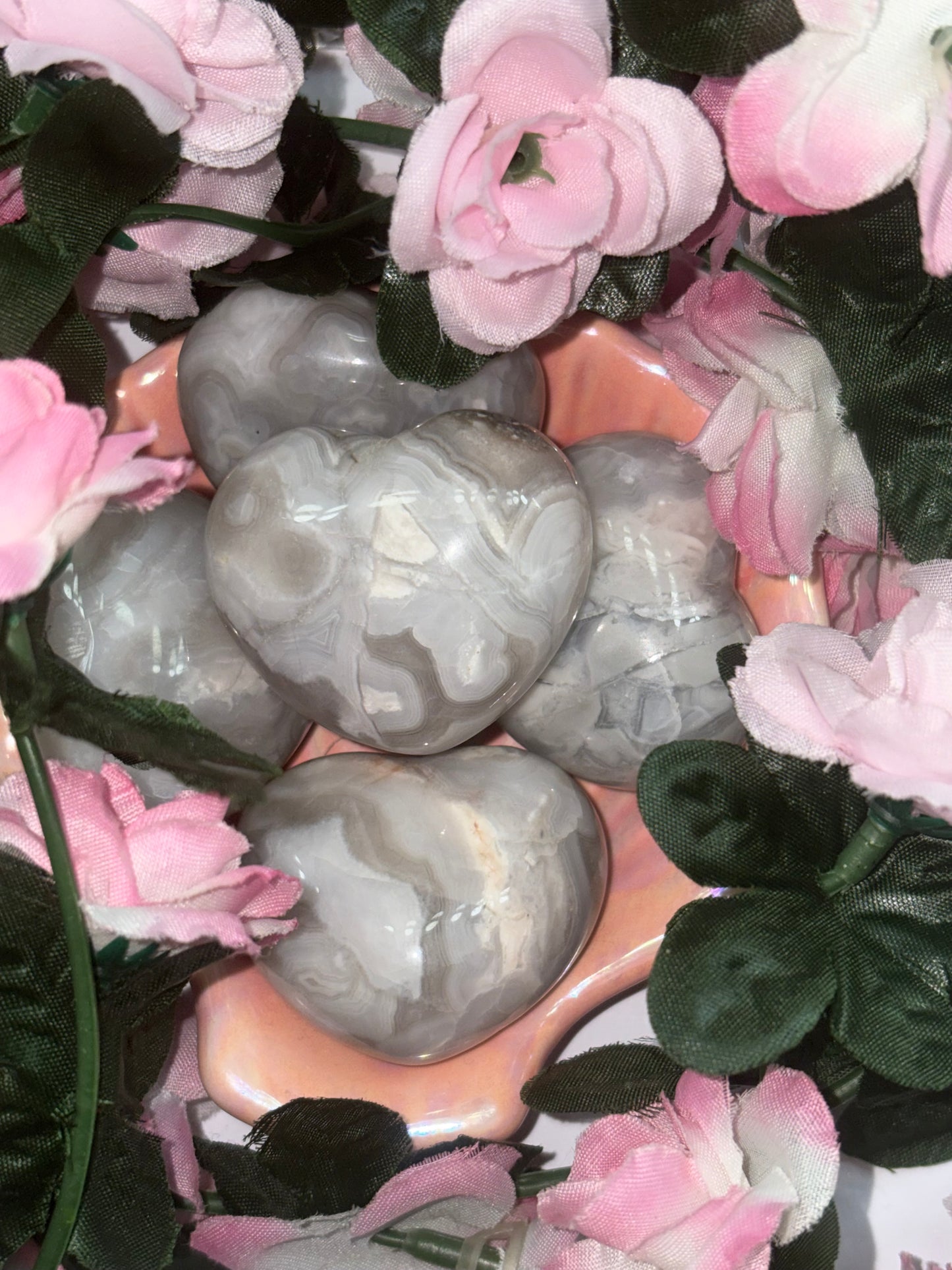 White Mexican Agate Heart