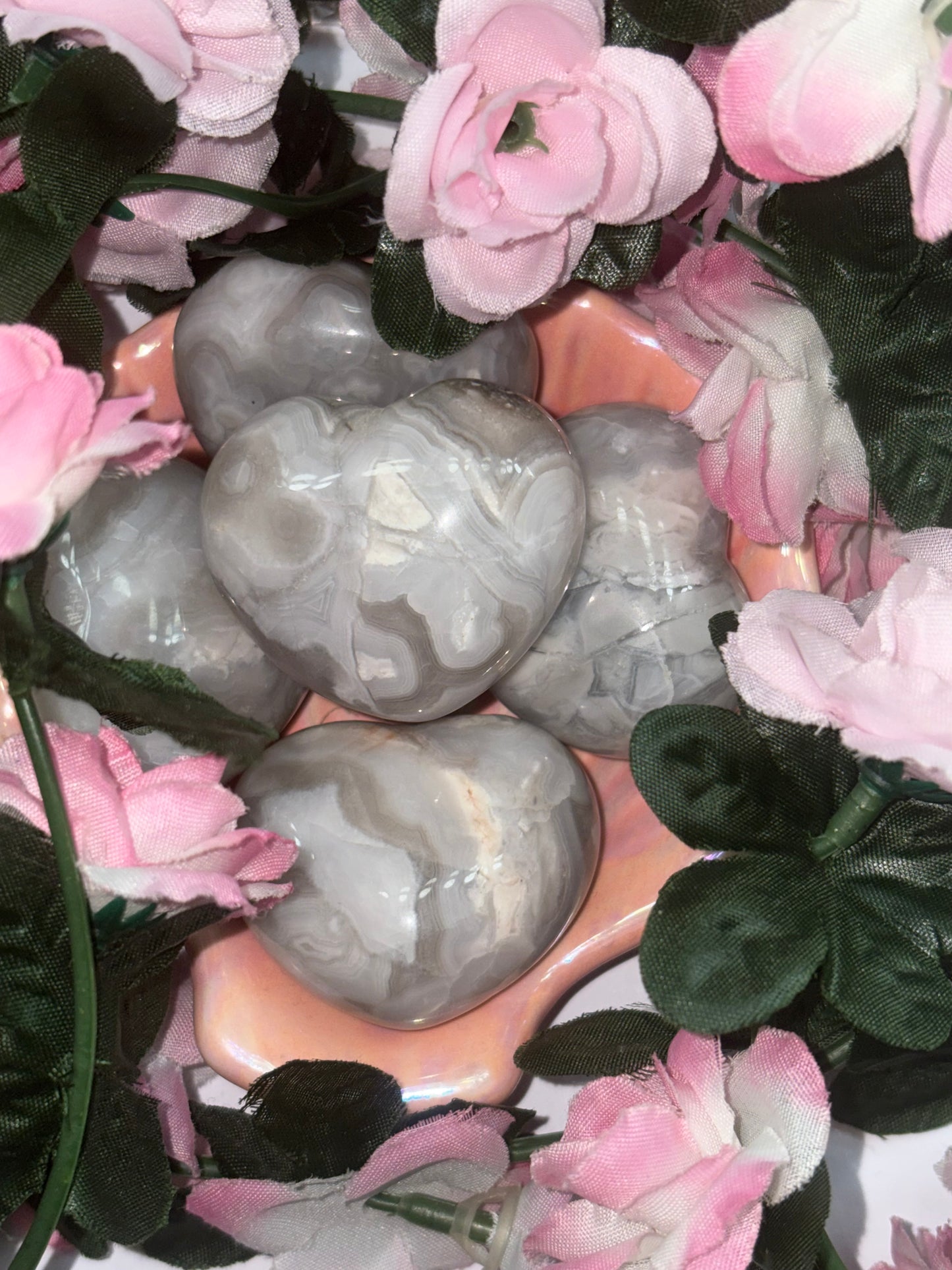 White Mexican Agate Heart