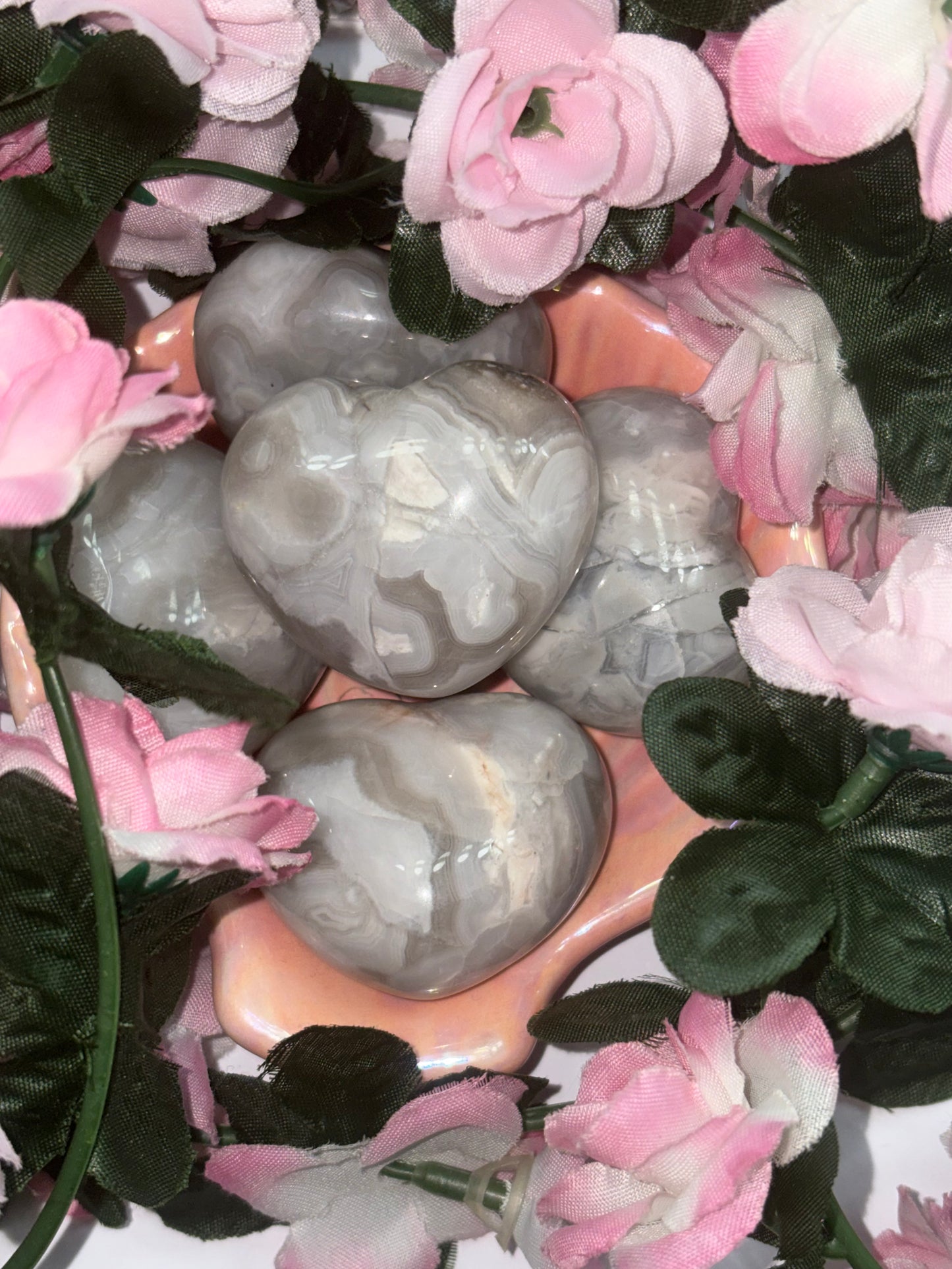 White Mexican Agate Heart