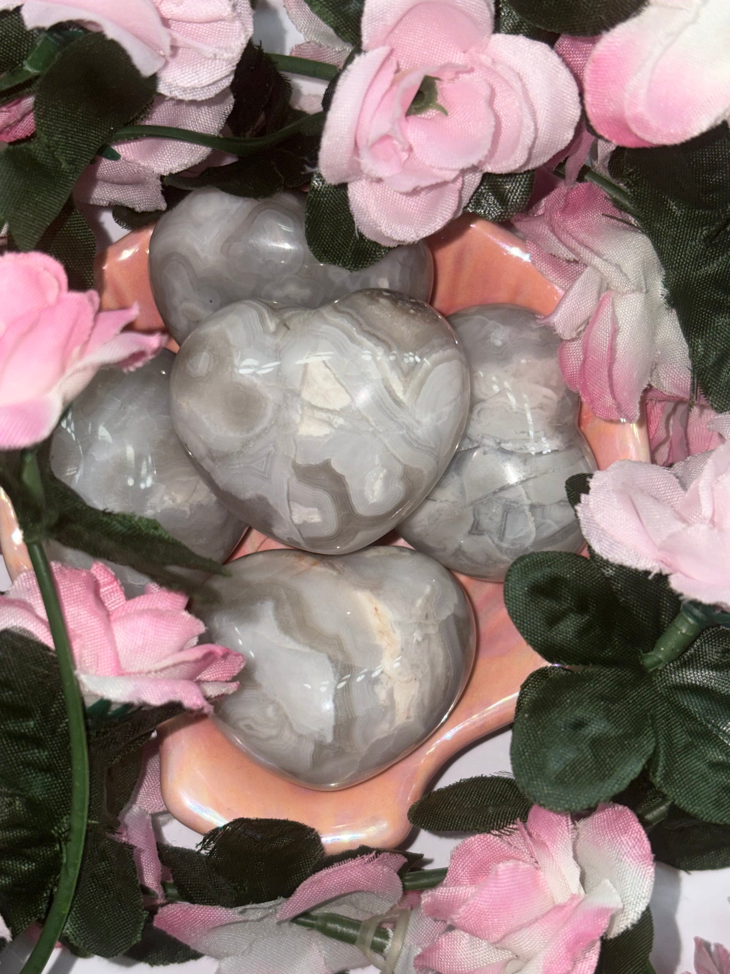White Mexican Agate Heart