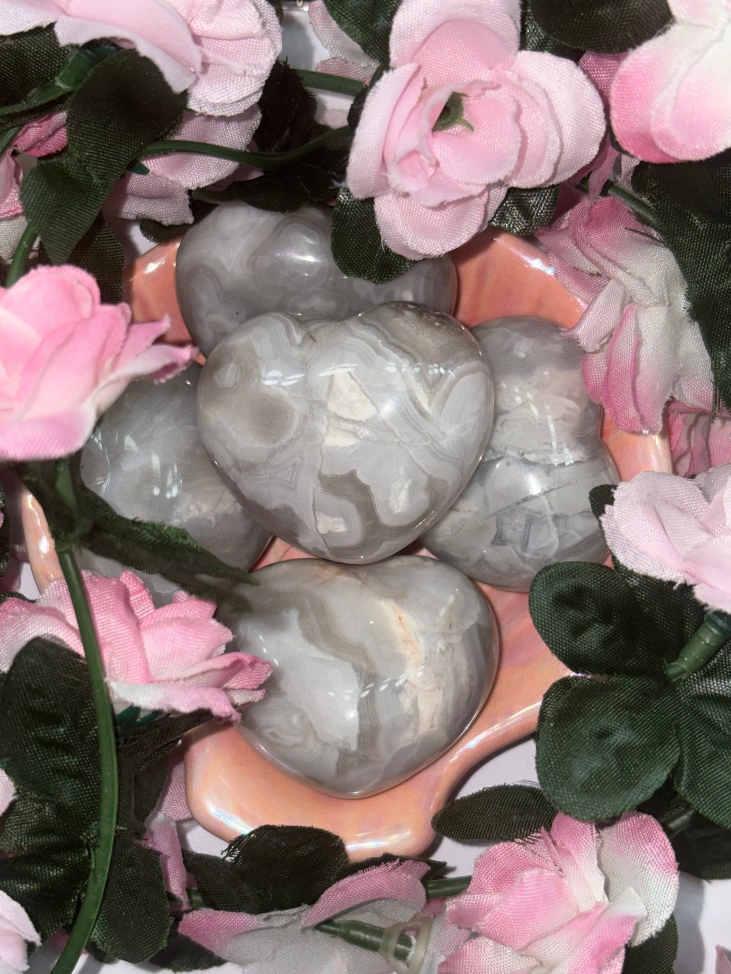 White Mexican Agate Heart