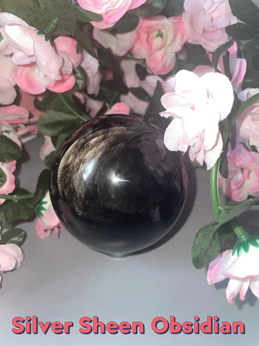AAA Grade Silver Sheen Obsidian Sphere From Indonesia