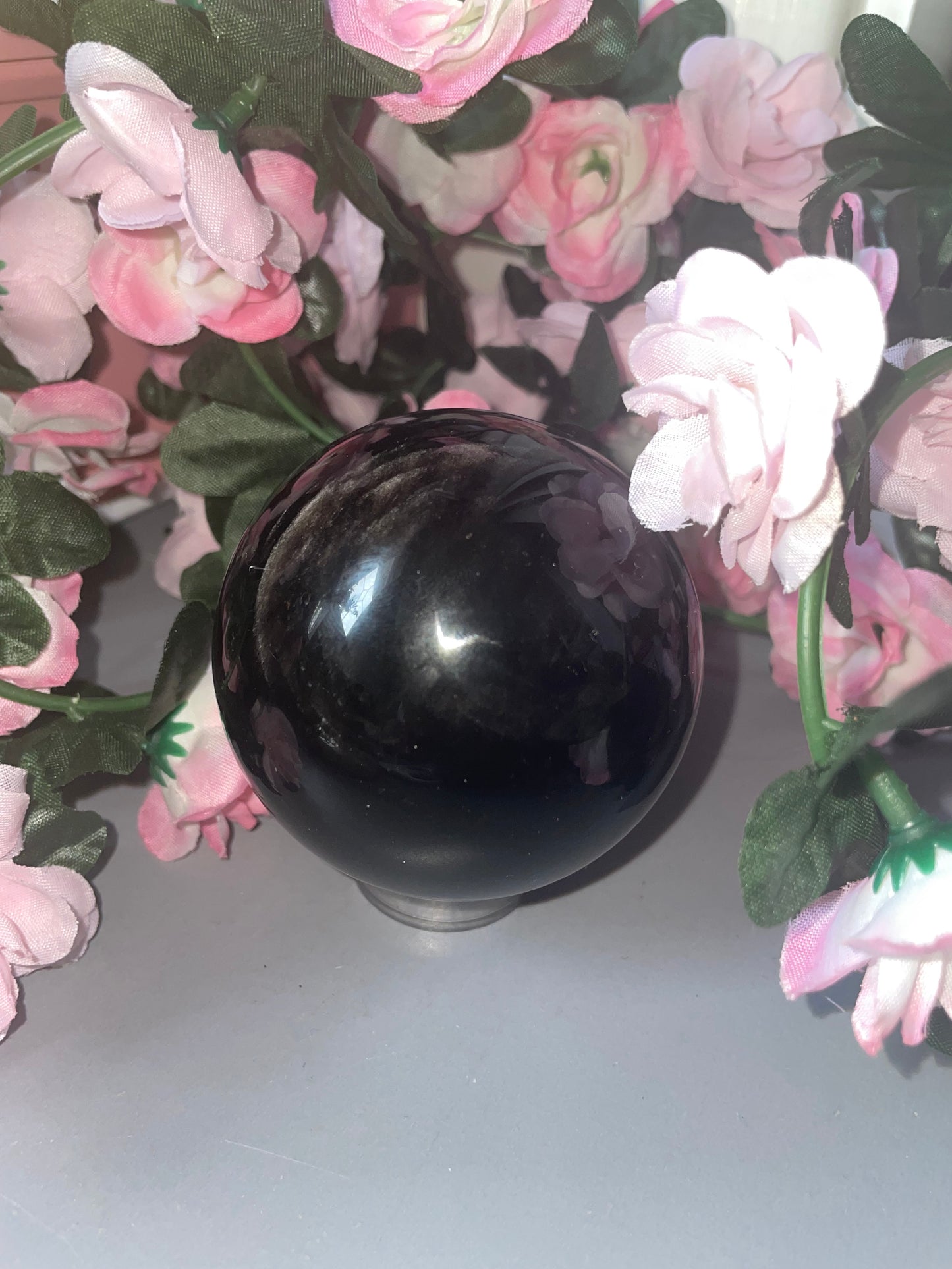 AAA Grade Silver Sheen Obsidian Sphere From Indonesia