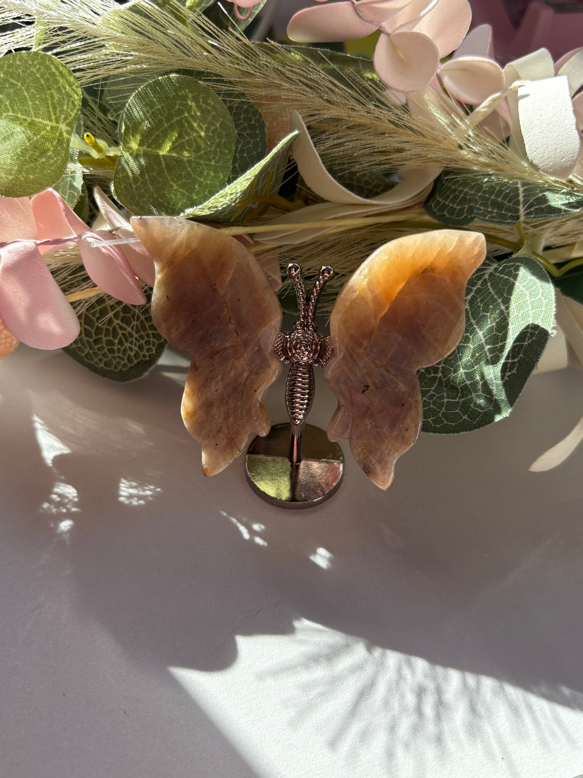Flashy Moonstone Butterfly Wing Carving – Natural Gemstone for Intuition & Inner Growth