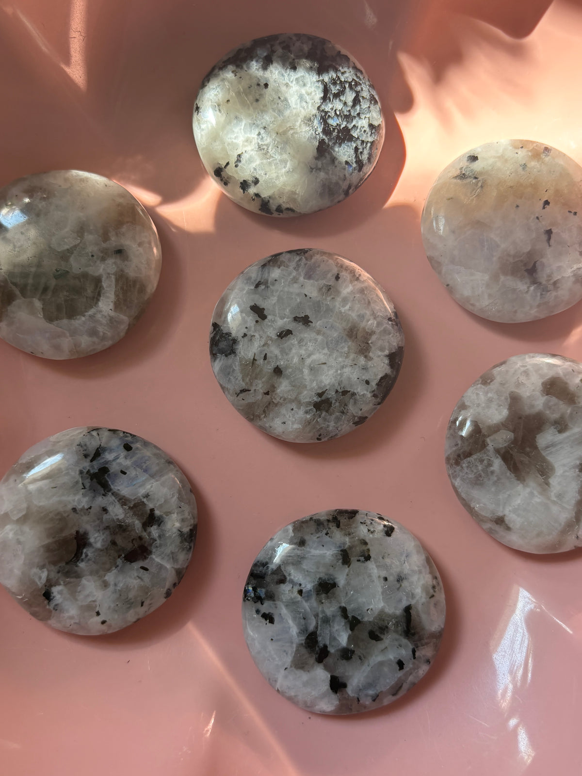 Rainbow Moonstone Flat Palm Stone