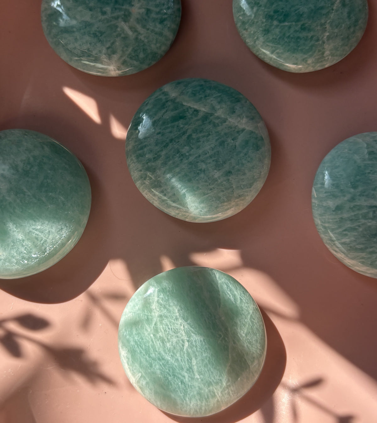 Large Flashy Amazonite Flat Palm Stone