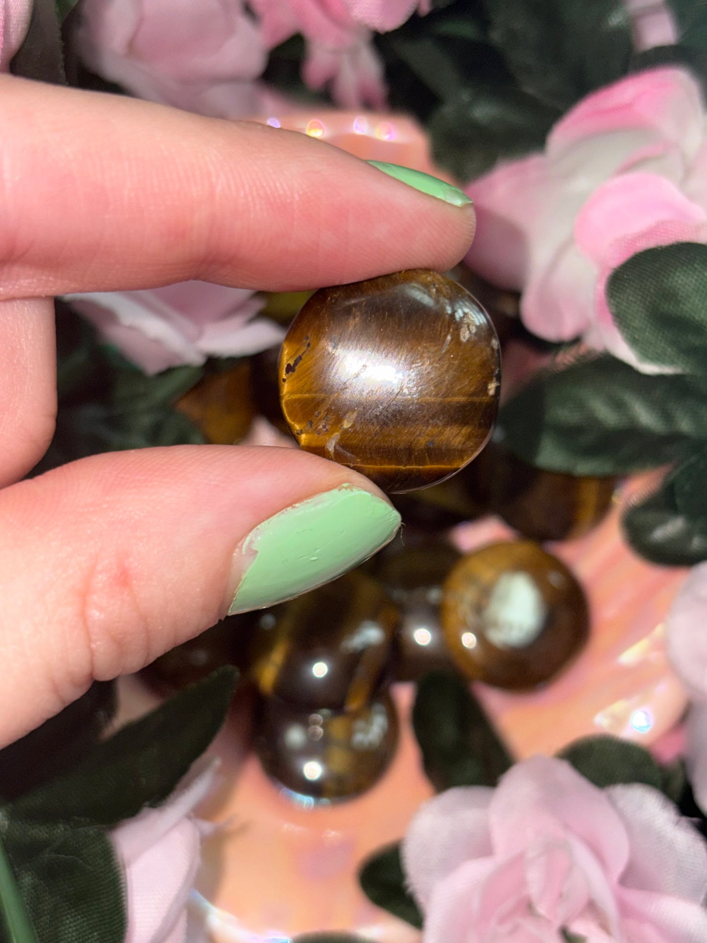 Mini Tigers Eye Palm Stone