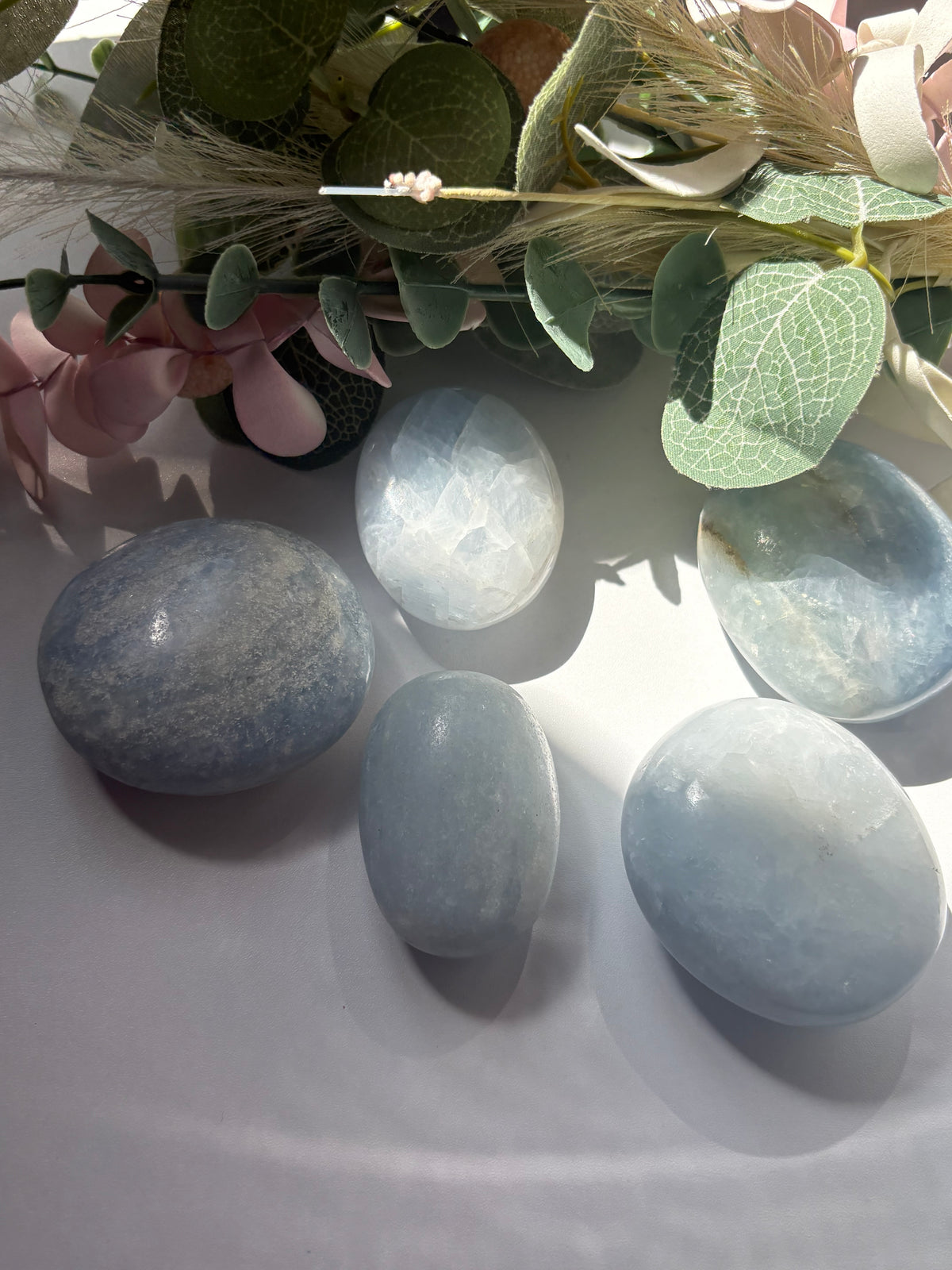 Blue Calcite Palm Stones