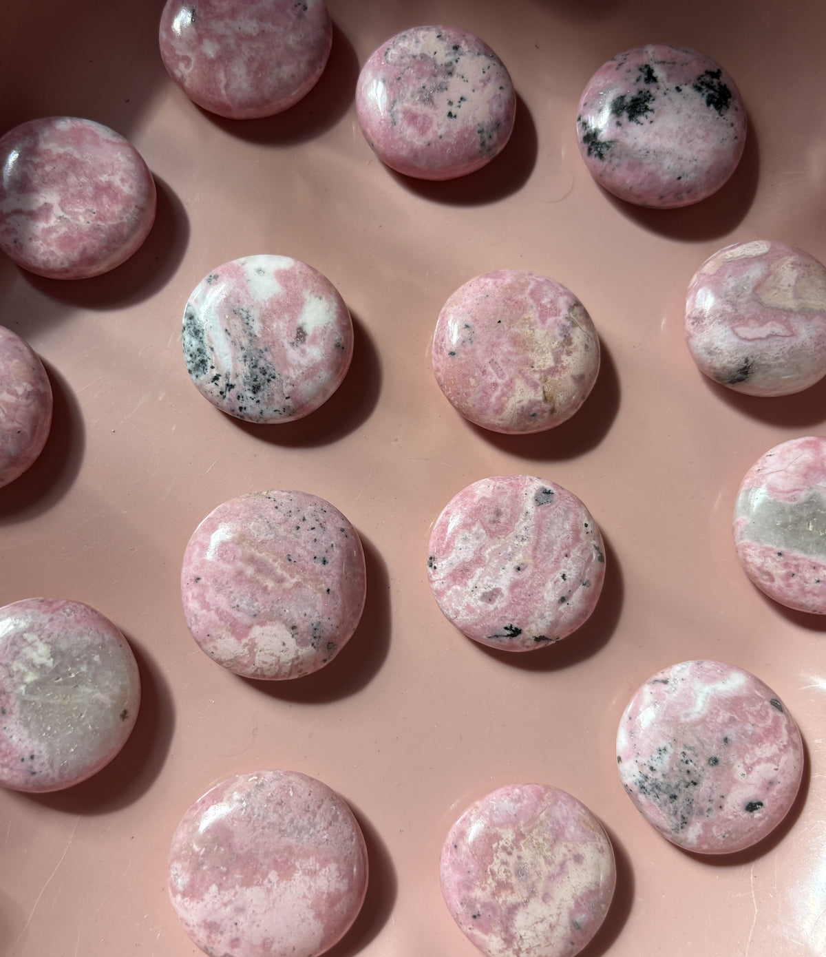 Mini Rhodonite Flat Palm Stone