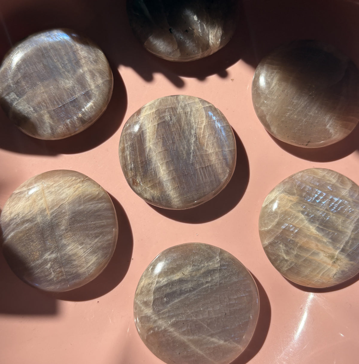 Large Sunstone Moonstone Flat Stone | Blue Flash Moonstone | Natural Rainbow Moonstone