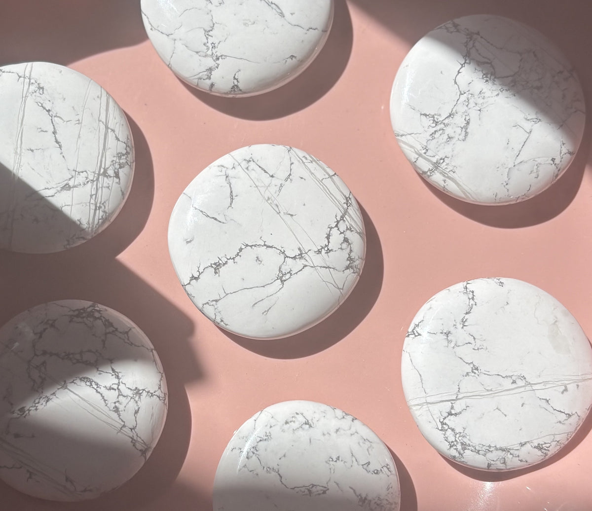 Large Howlite Flat Palm Stone
