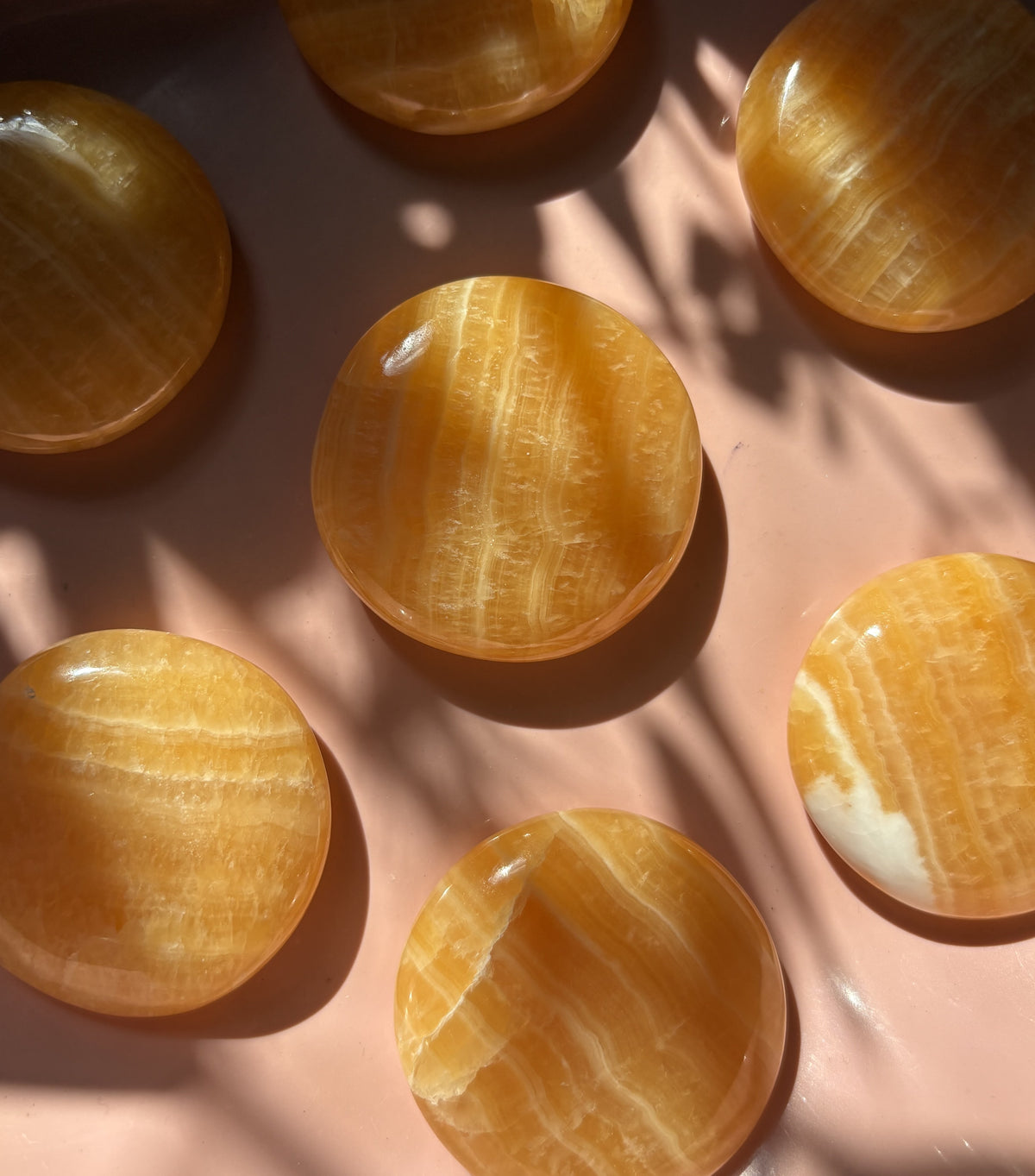 Large Orange Calcite Flat Palm Stone
