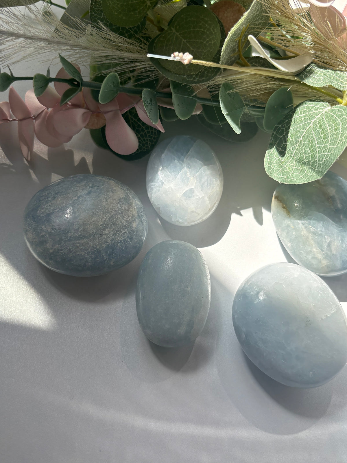 Blue Calcite Palm Stones