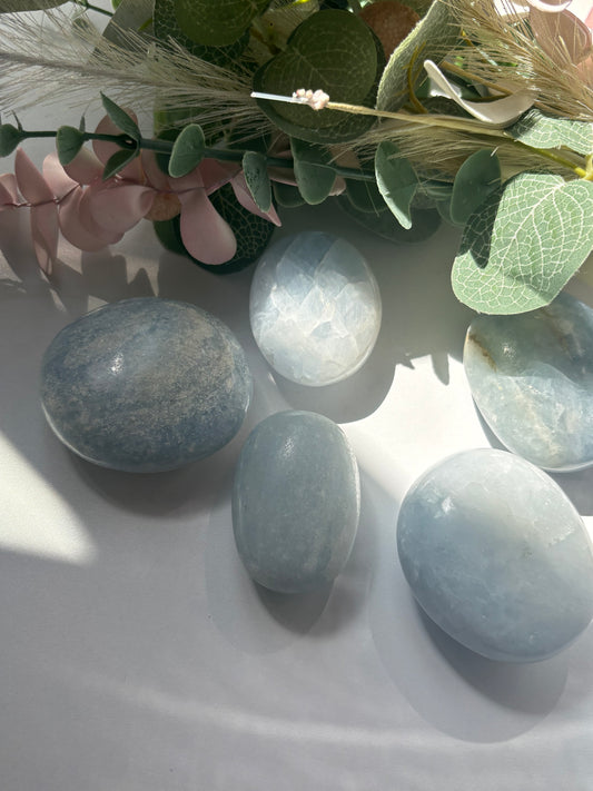 Blue Calcite Palm Stones