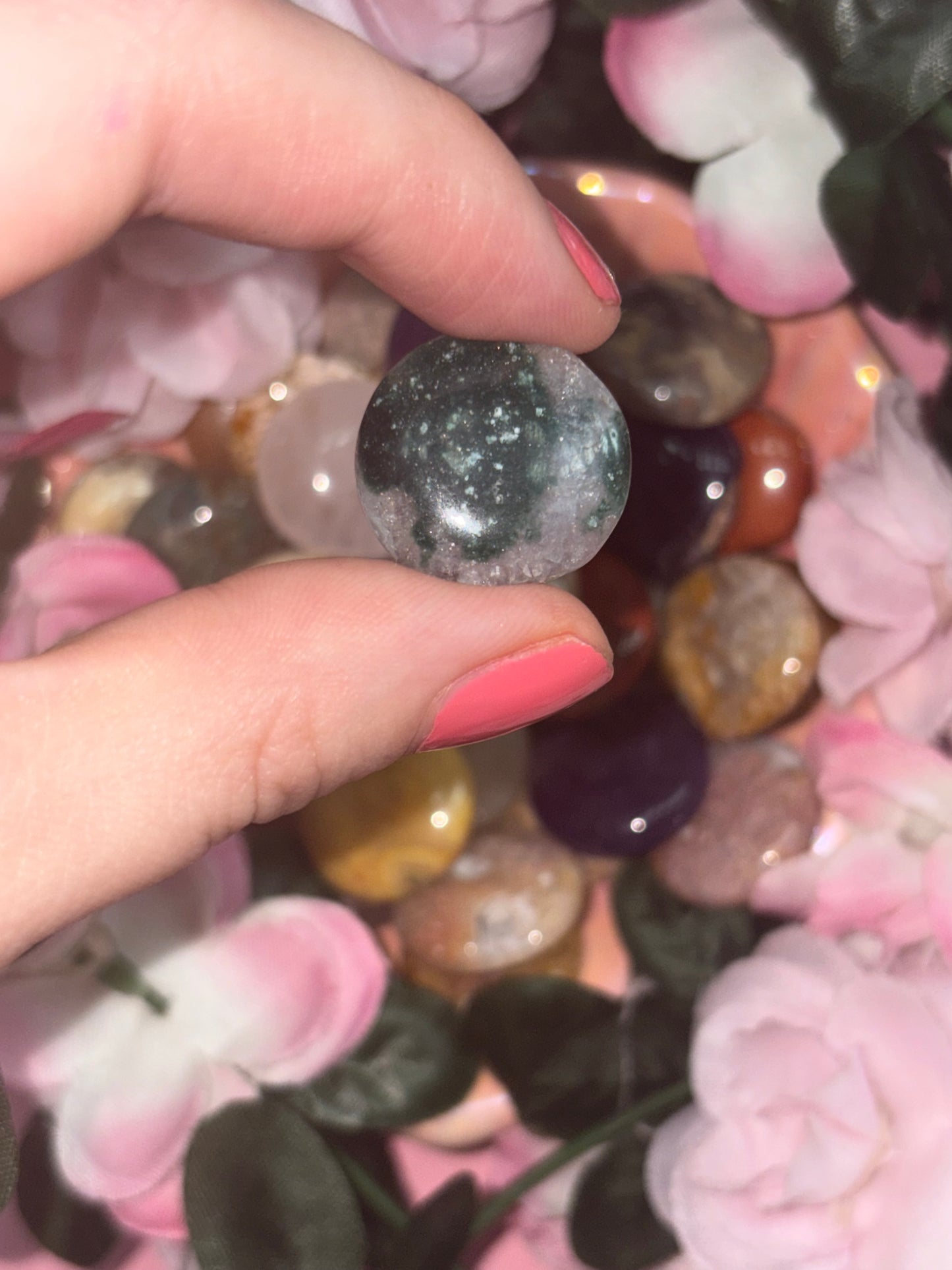 Mini Moss Agate Palm Stone