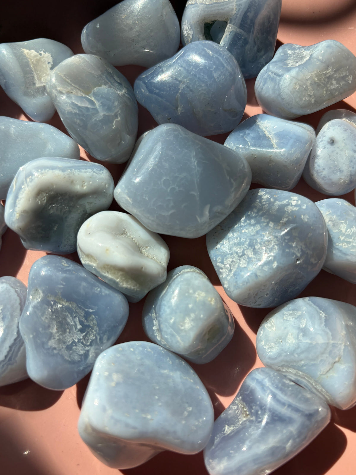 Blue Lace Agate Tumbles From Namibia