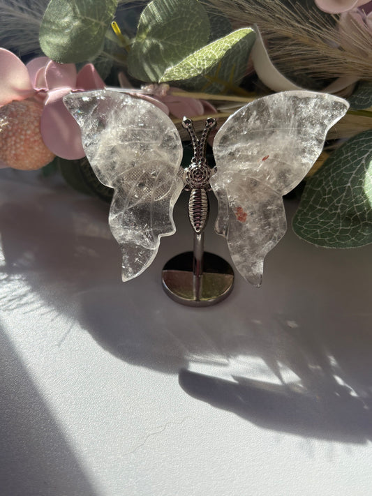 Clear Quartz Butterfly Crystal Carving – A Symbol of Transformation & Light