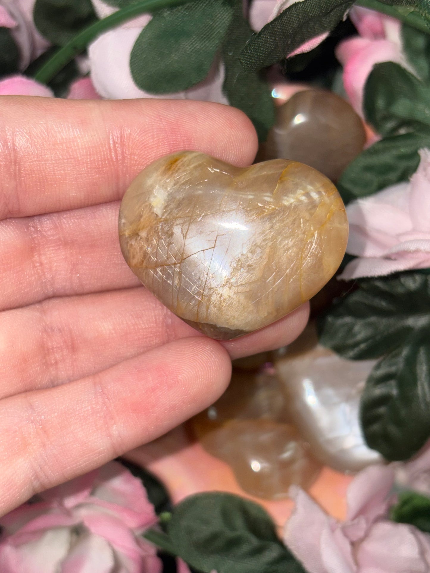 Peach Moonstone Heart From Madagascar