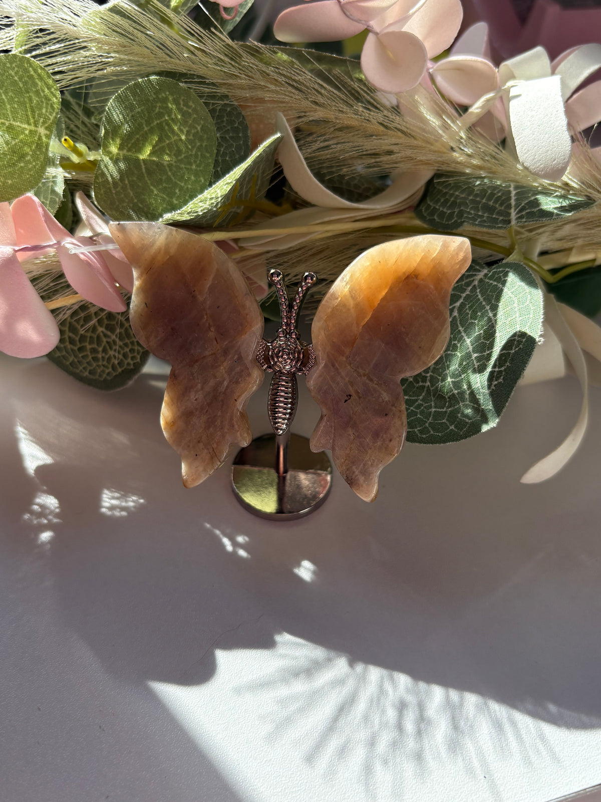 Flashy Moonstone Butterfly Wing Carving – Natural Gemstone for Intuition & Inner Growth