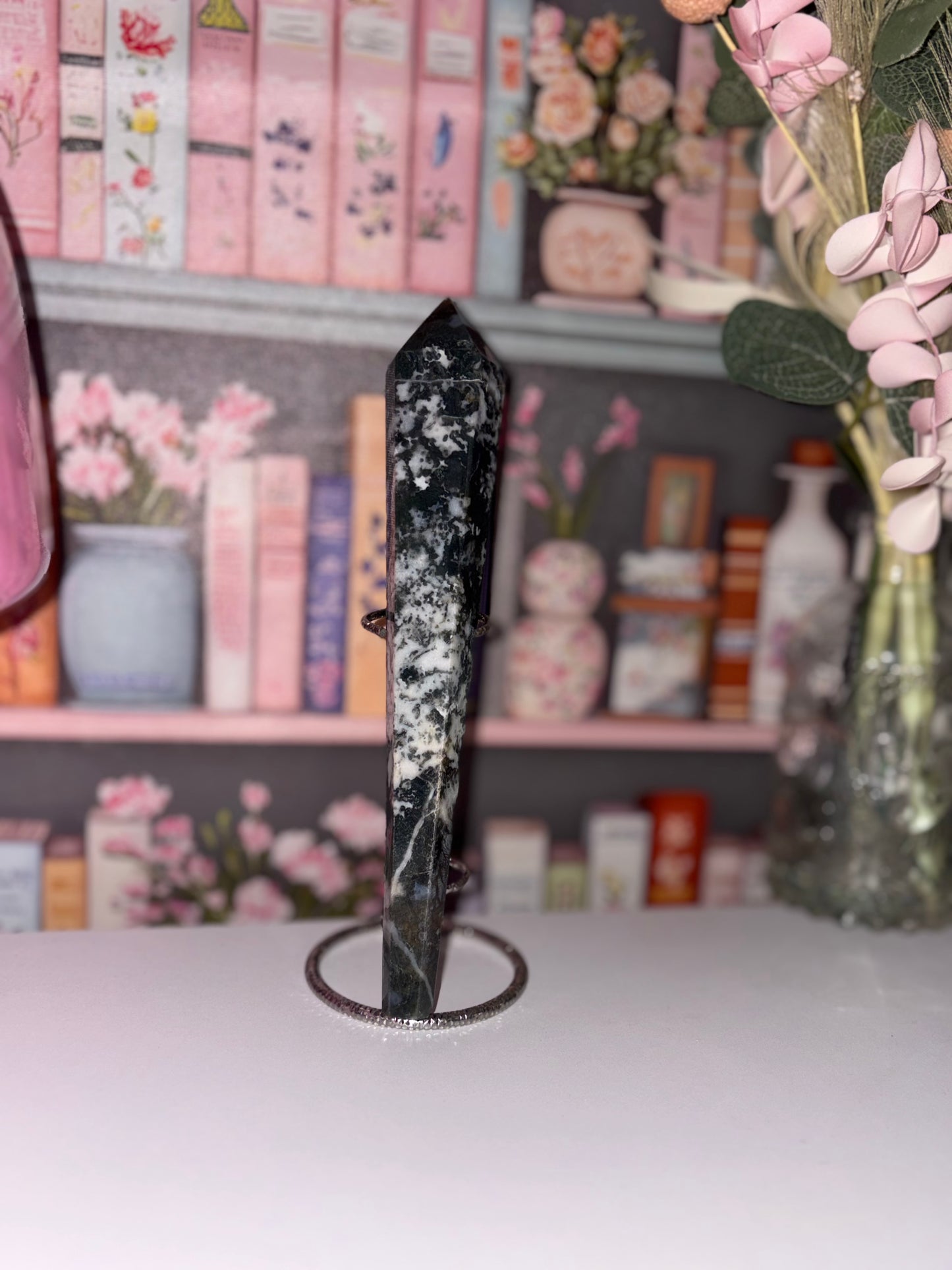 Moss Agate Wand Carving "Stone of Nurturing"