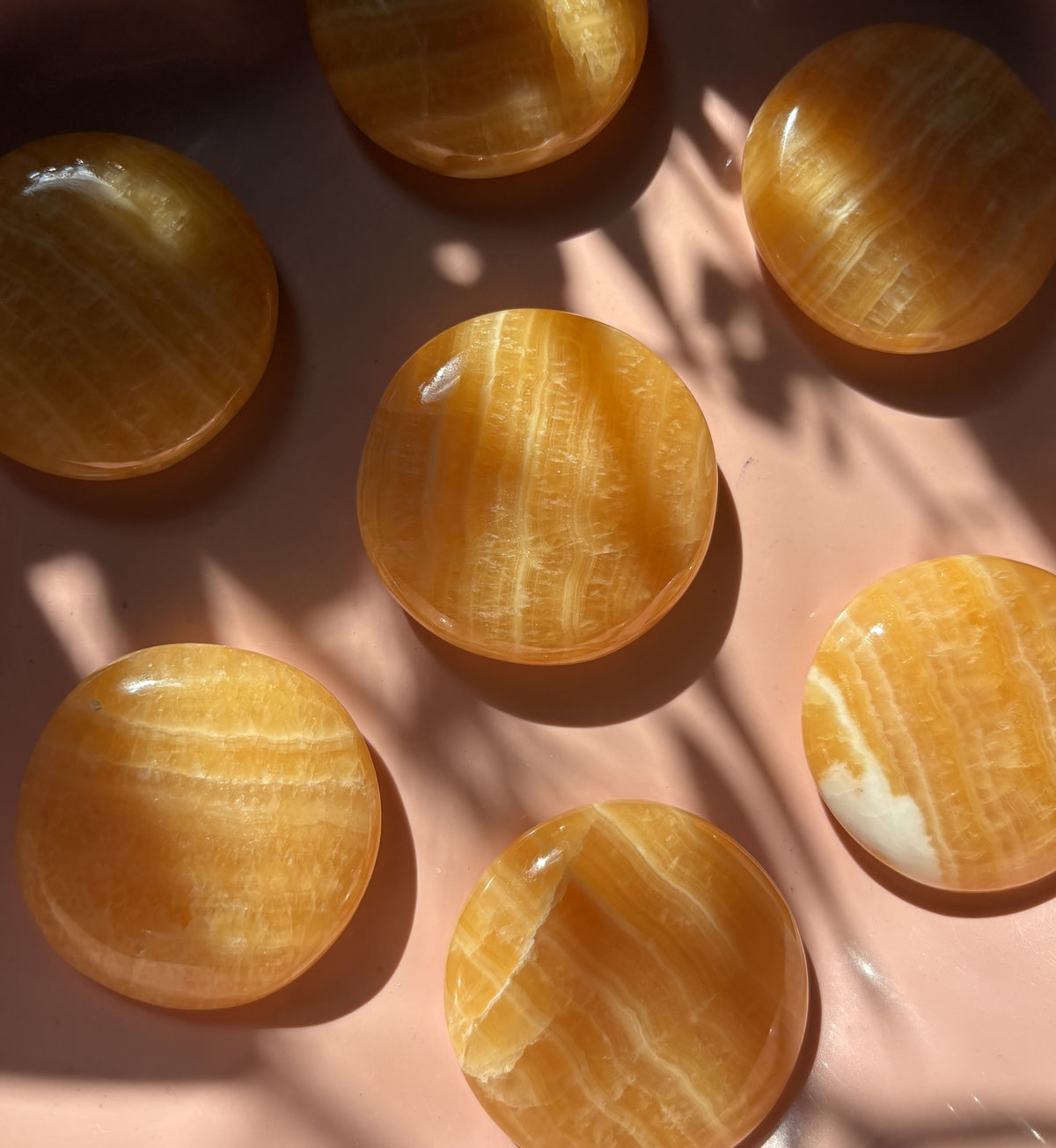 Large Orange Calcite Flat Palm Stone