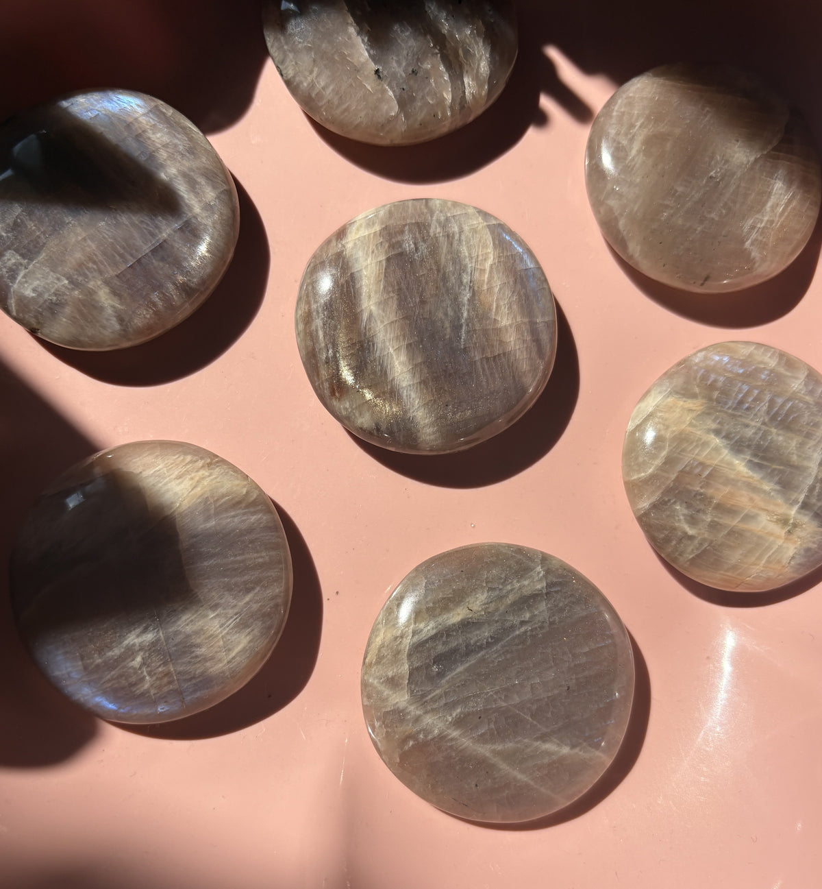 Large Sunstone Moonstone Flat Stone | Blue Flash Moonstone | Natural Rainbow Moonstone