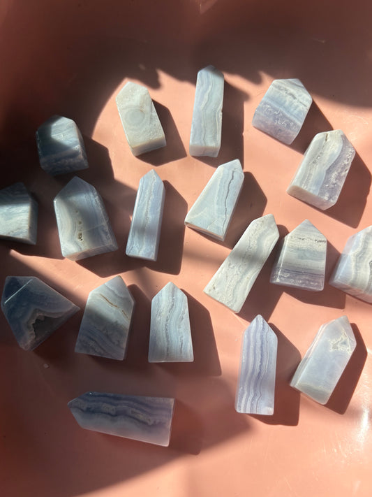 AAA Grade Small Blue Lace Agate Tower From South Africa