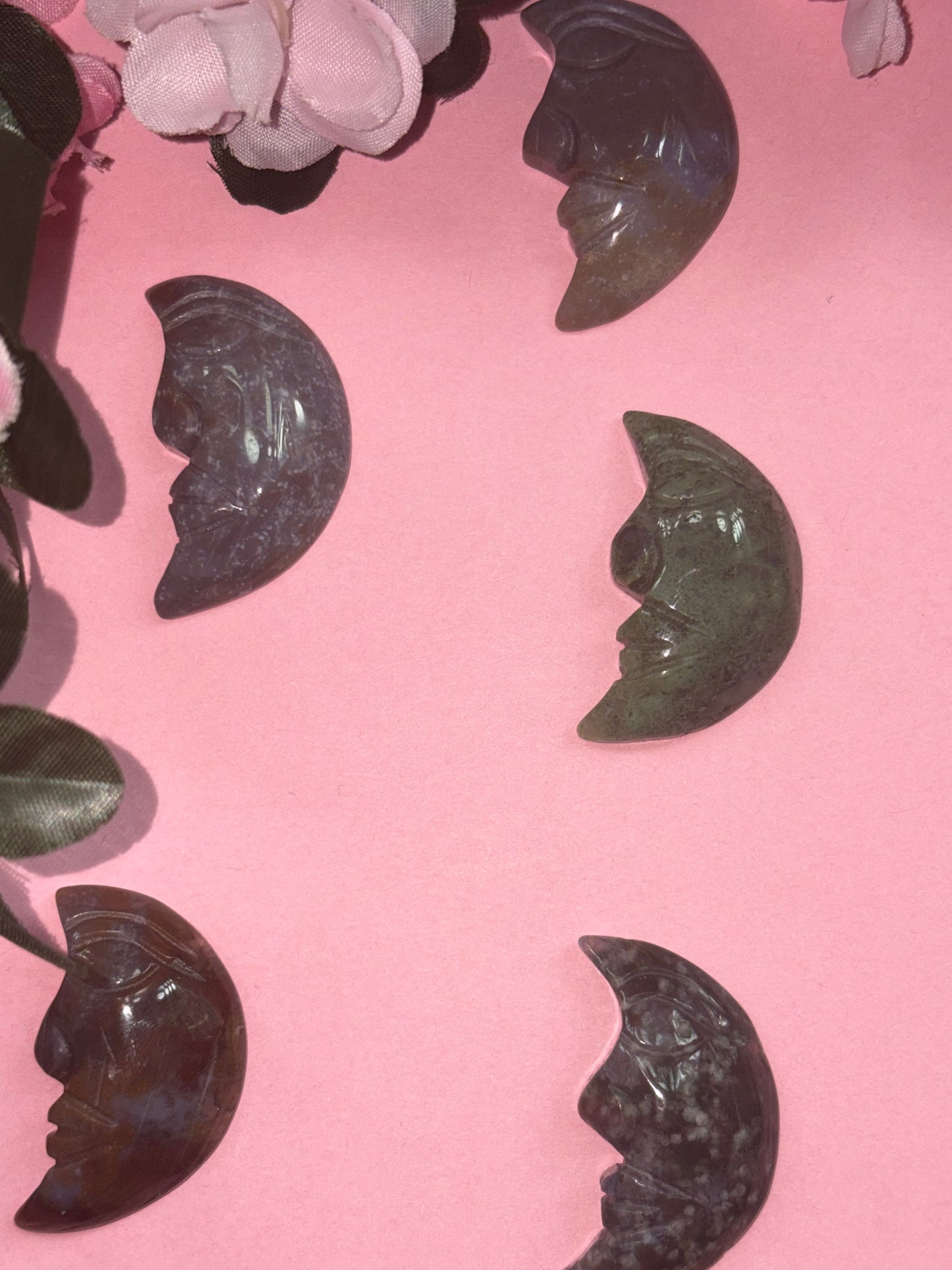 Ocean Jasper Moon Face Carving From Madagascar